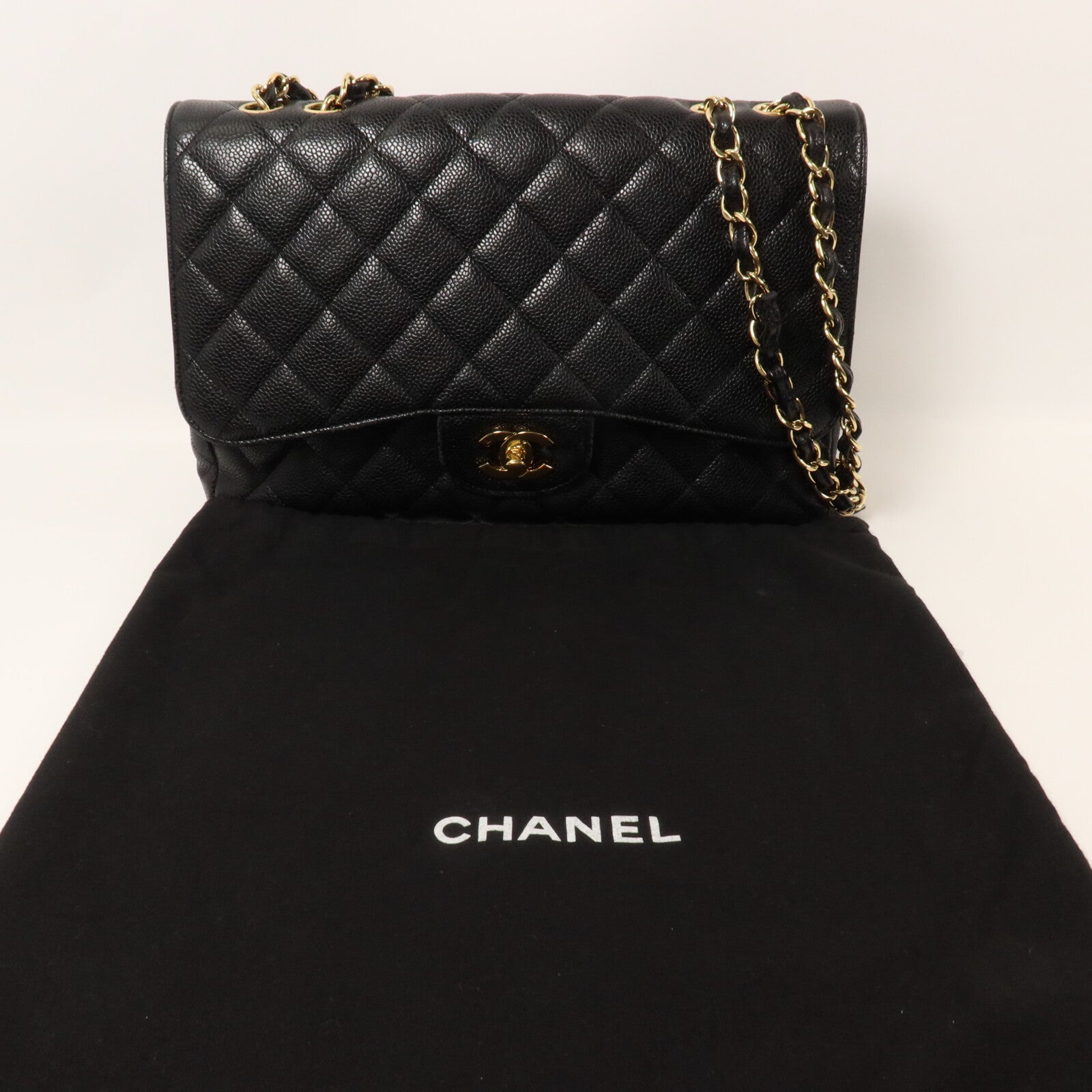 CHANEL 牛皮皮革Large Classic鏈帶肩背袋