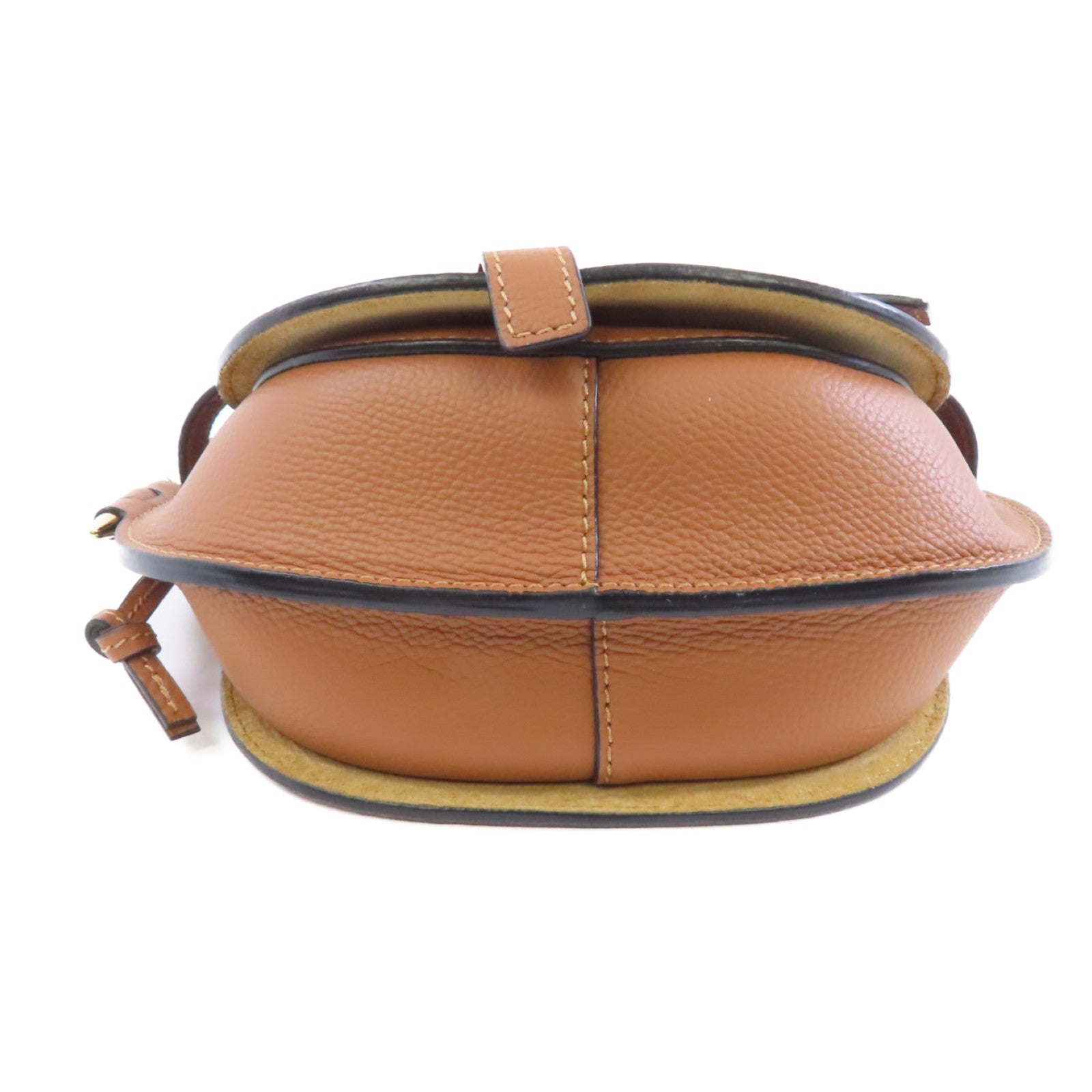 LOEWE 牛皮皮革Mini Gate金扣肩背袋棕色
