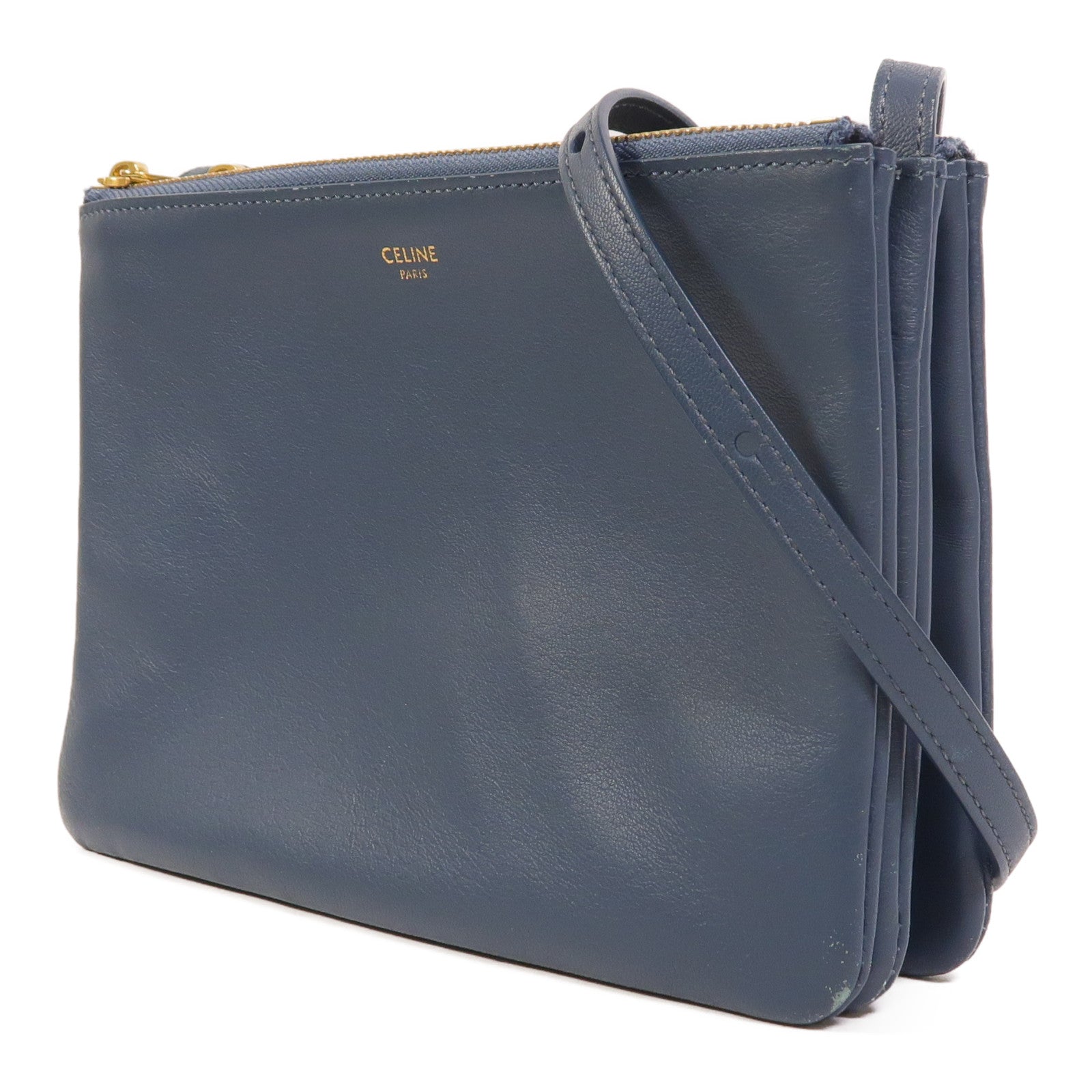 CELINE 羊皮皮革Trio金扣肩背袋