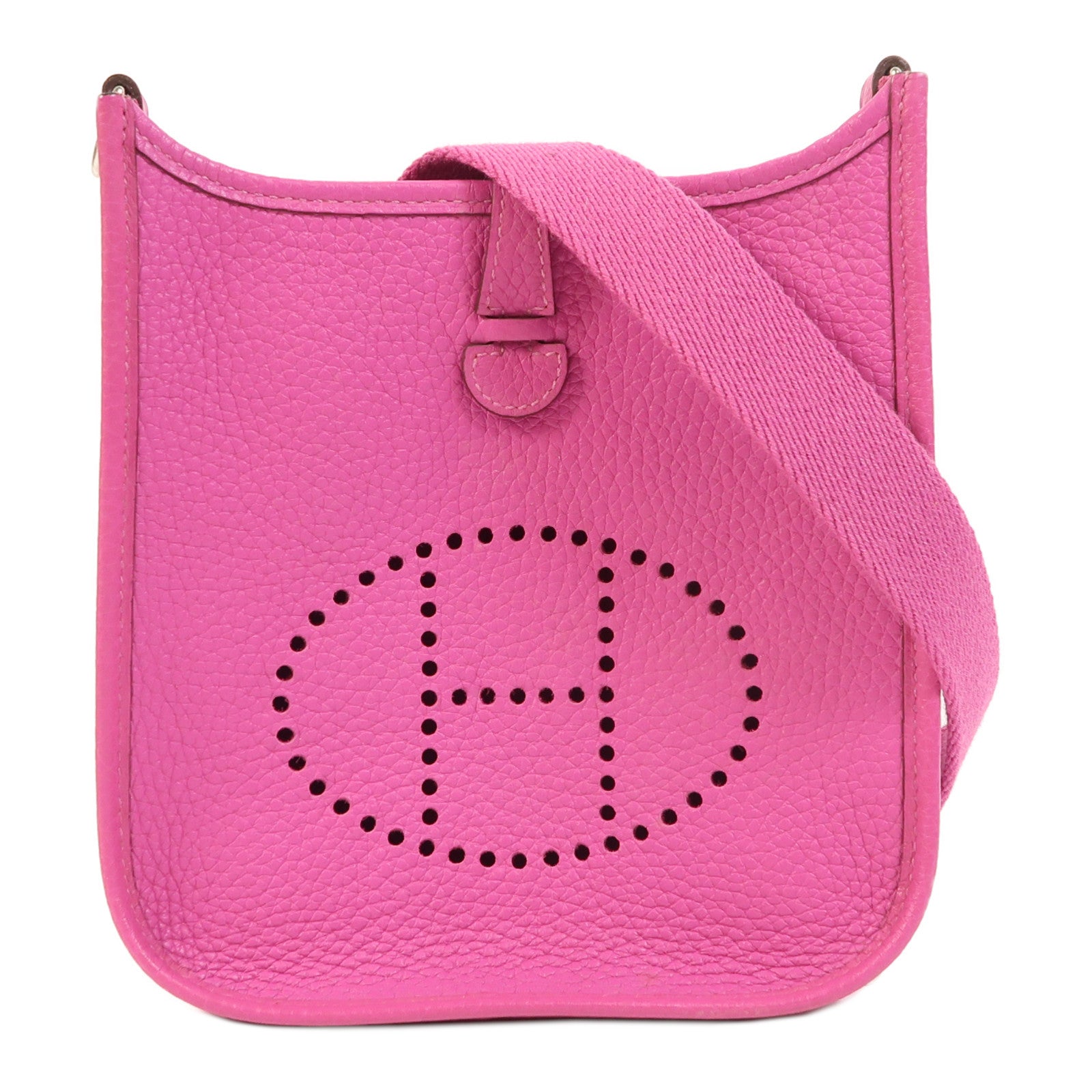 HERMES Clemence皮革Evelyne TPM銀扣肩背袋Magnolia