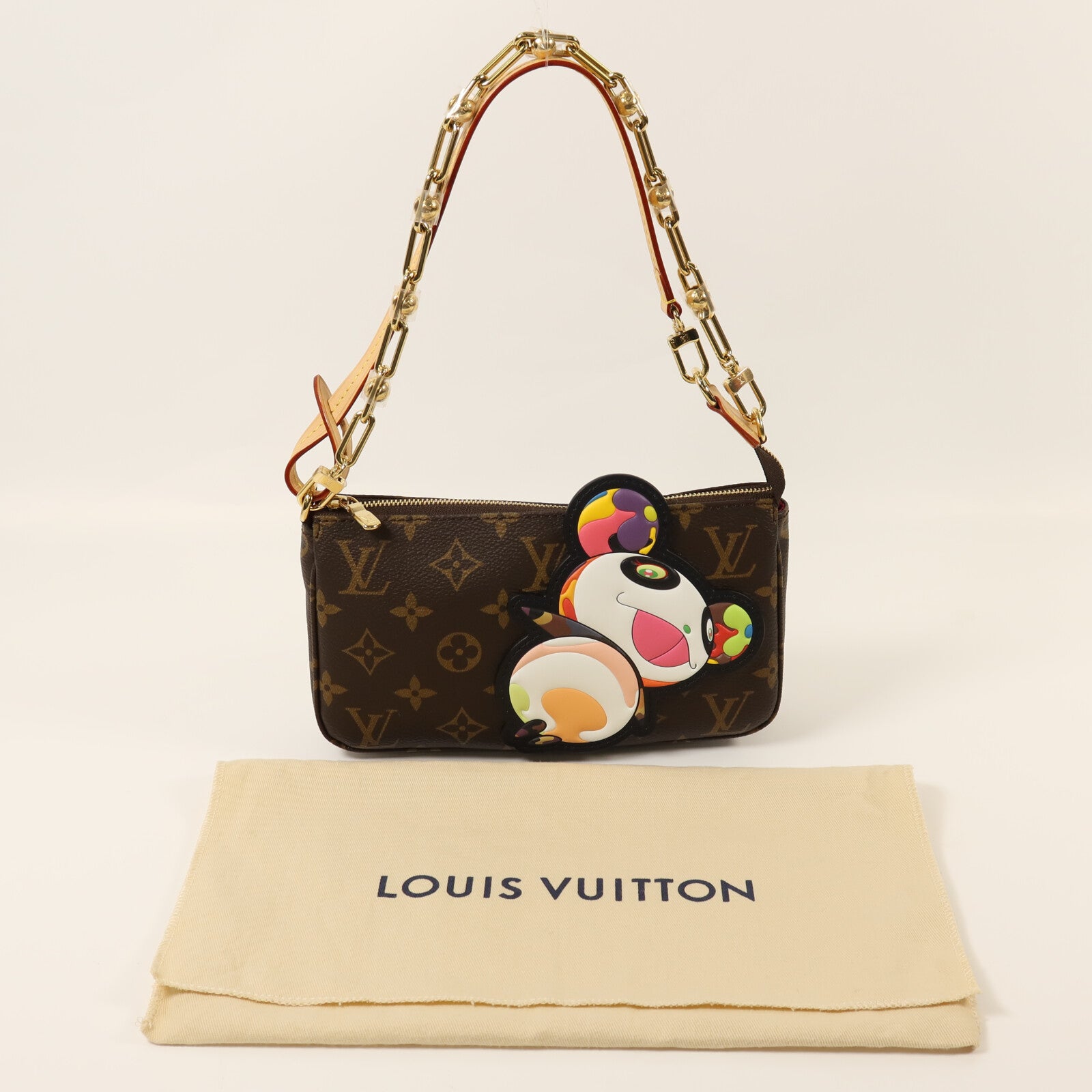 LOUIS VUITTON Monogram Takashi Murakami Panda Pochette金扣肩背袋