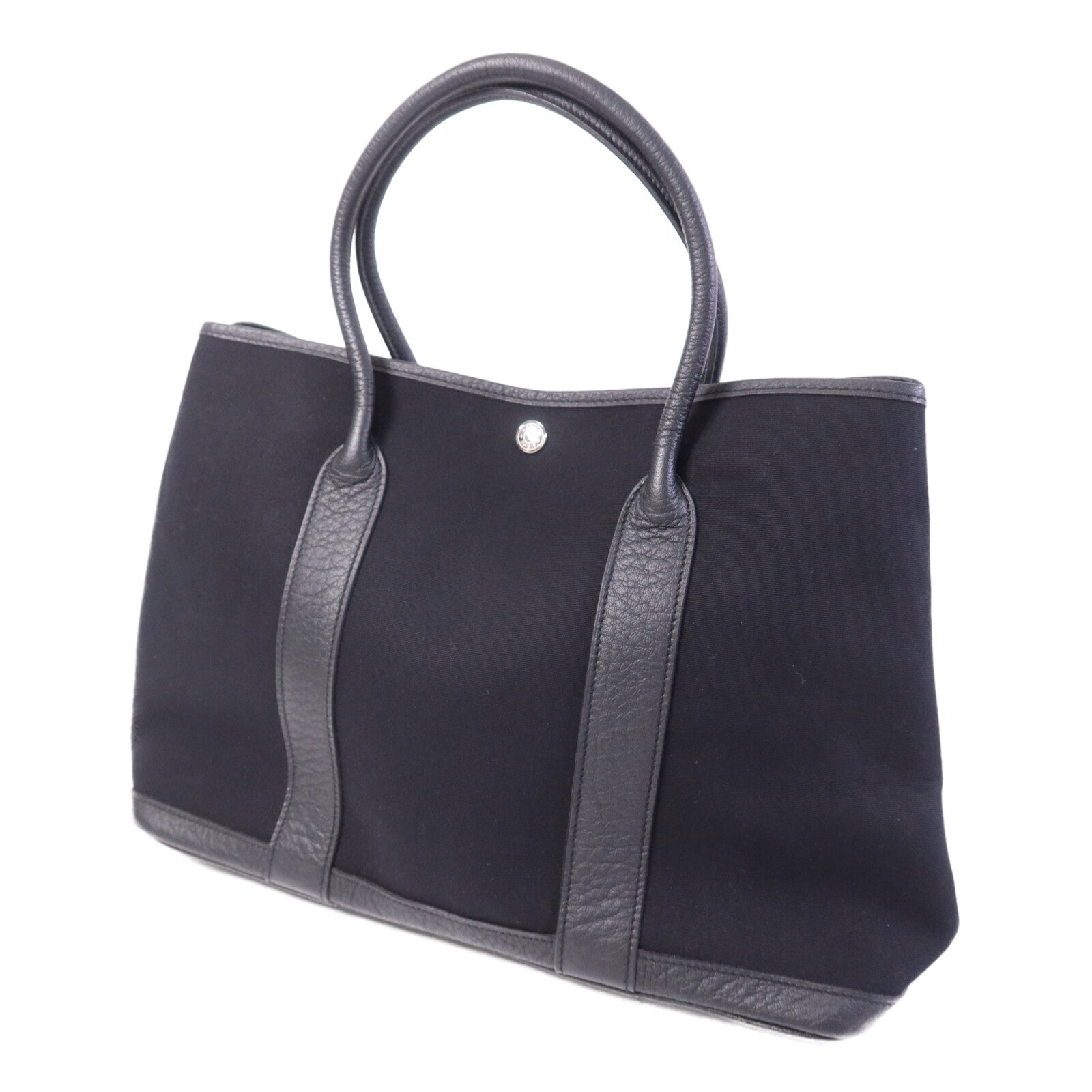 HERMES 帆布GardenParty PM銀扣手挽袋
