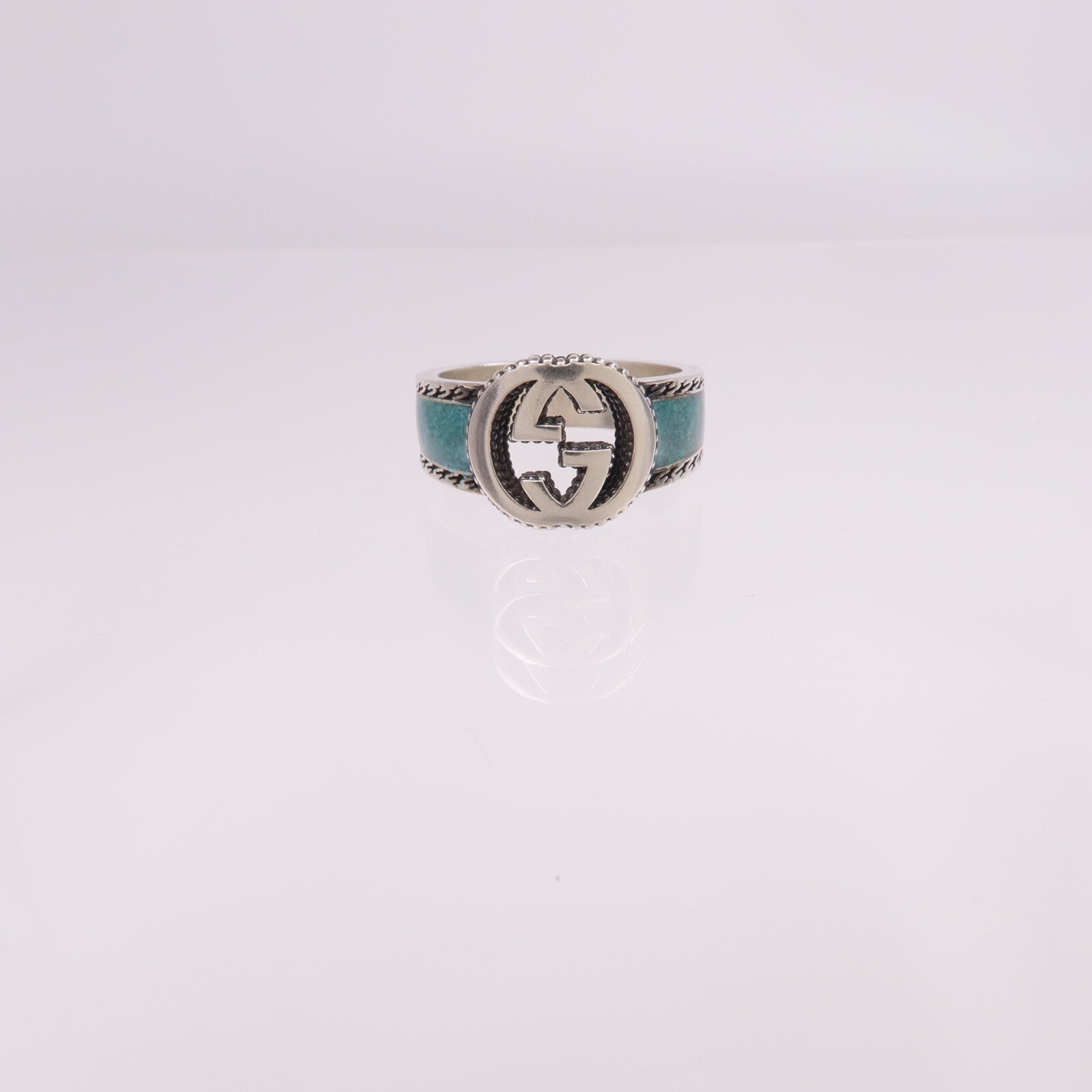 GUCCI 925純銀/琺瑯Interlocking G Ring戒指Gucci#22/US#9.75