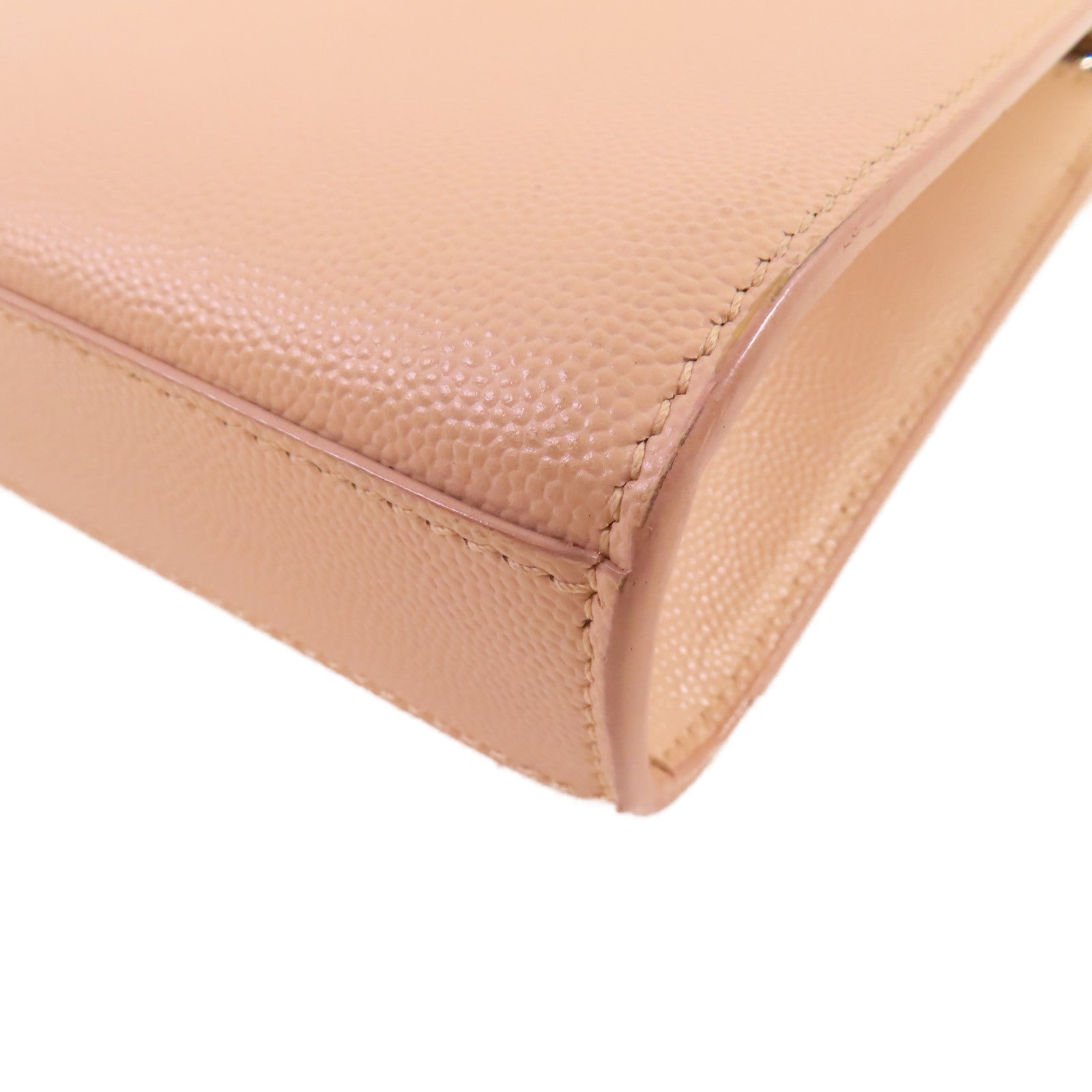YVES SAINT LAURENT 牛皮皮革Kate Small Shoulder Bag銀扣鏈帶肩背袋杏色