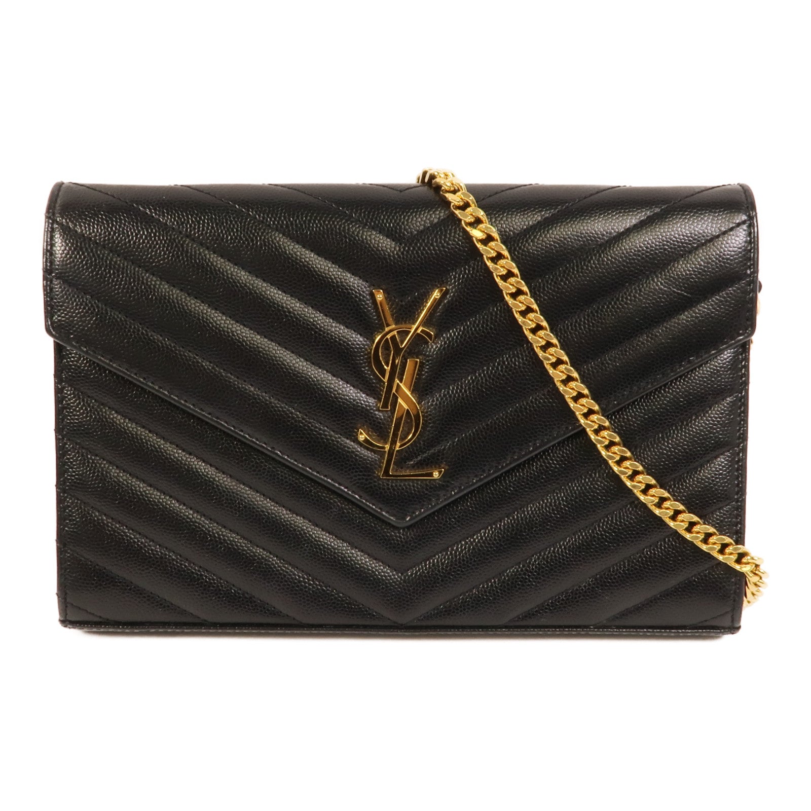 SAINT LAURENT 牛皮皮革Cassandre Envelope鏈帶肩背袋