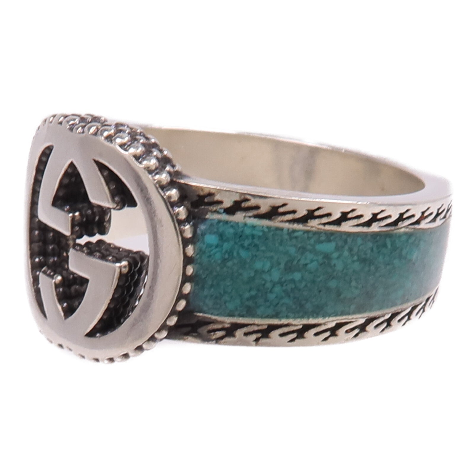 GUCCI 925純銀/琺瑯Interlocking G Ring戒指Gucci#22/US#9.75
