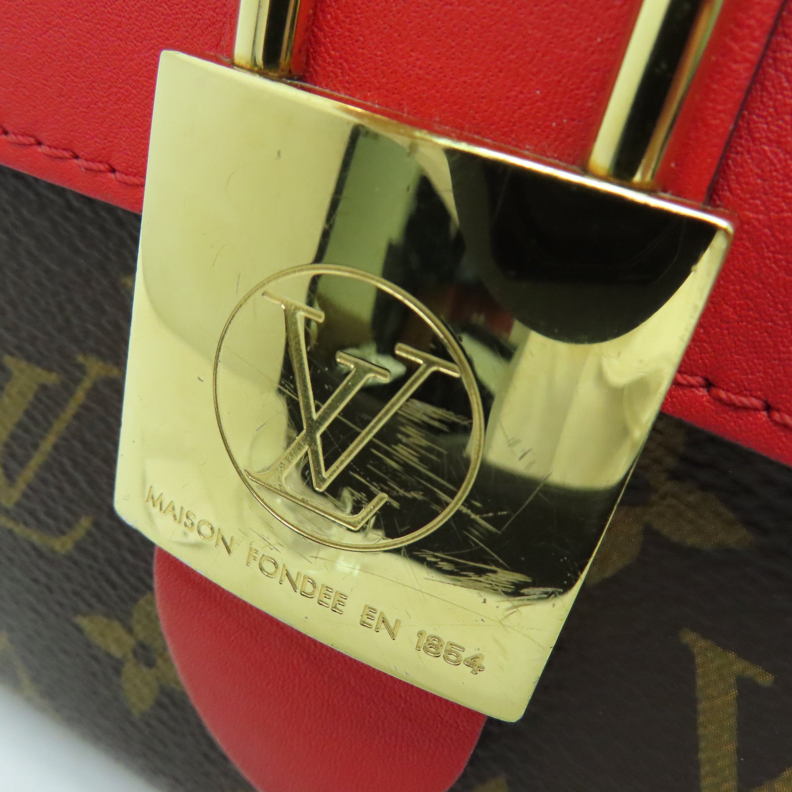 LOUIS VUITTON Monogram Locky BB 2 way  Shoulder Bag金扣兩用手挽肩背袋紅色