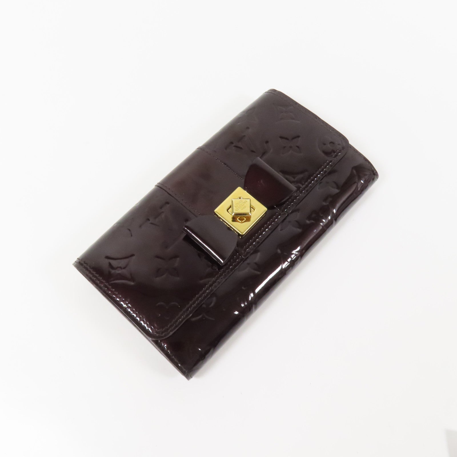 LOUIS VUITTON Monogram Vernis Sarah Wallet金扣長錢包