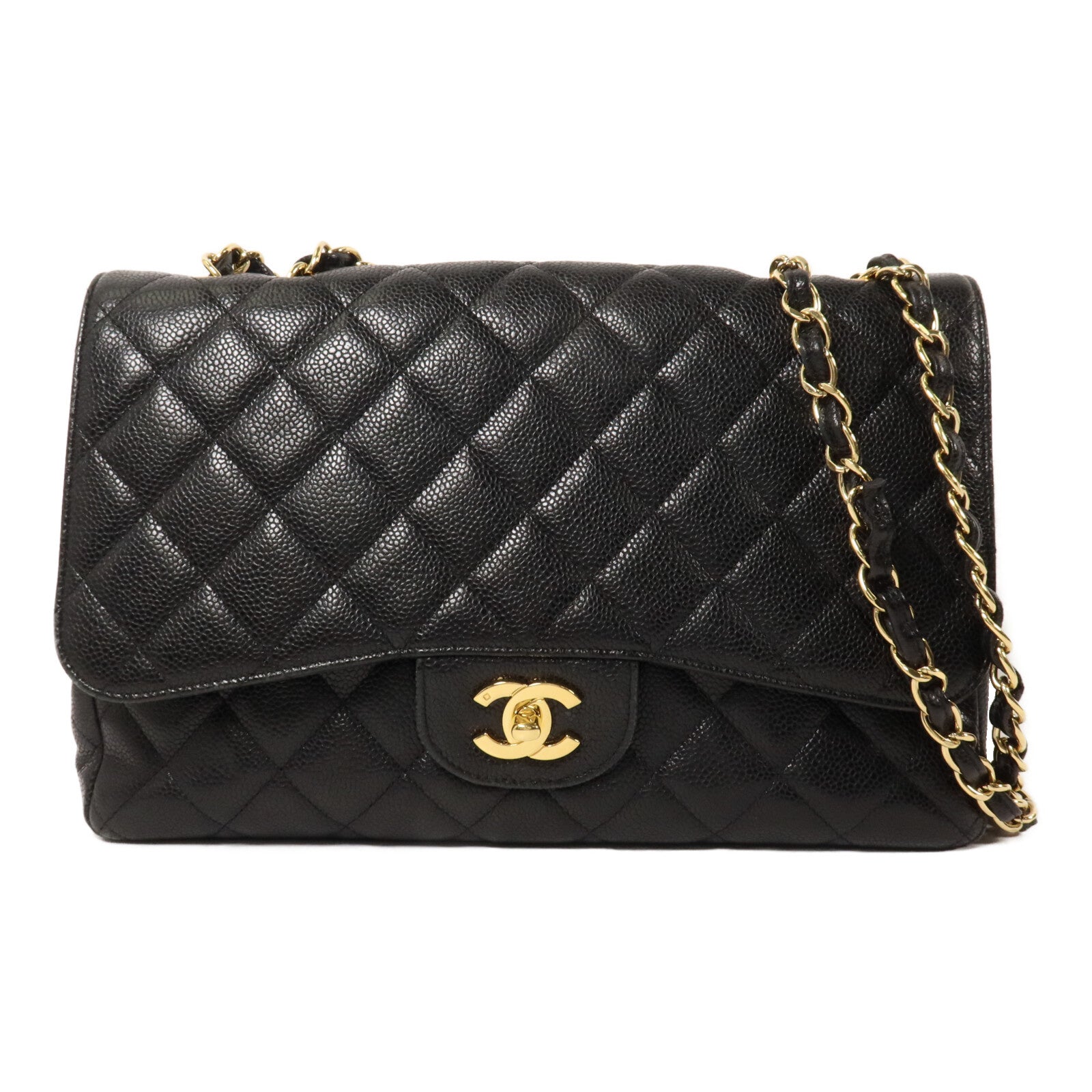 CHANEL 牛皮皮革Large Classic鏈帶肩背袋