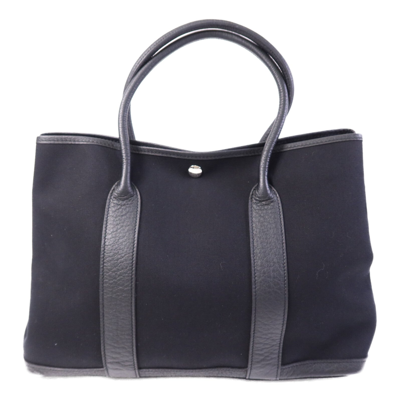 HERMES 帆布GardenParty PM銀扣手挽袋