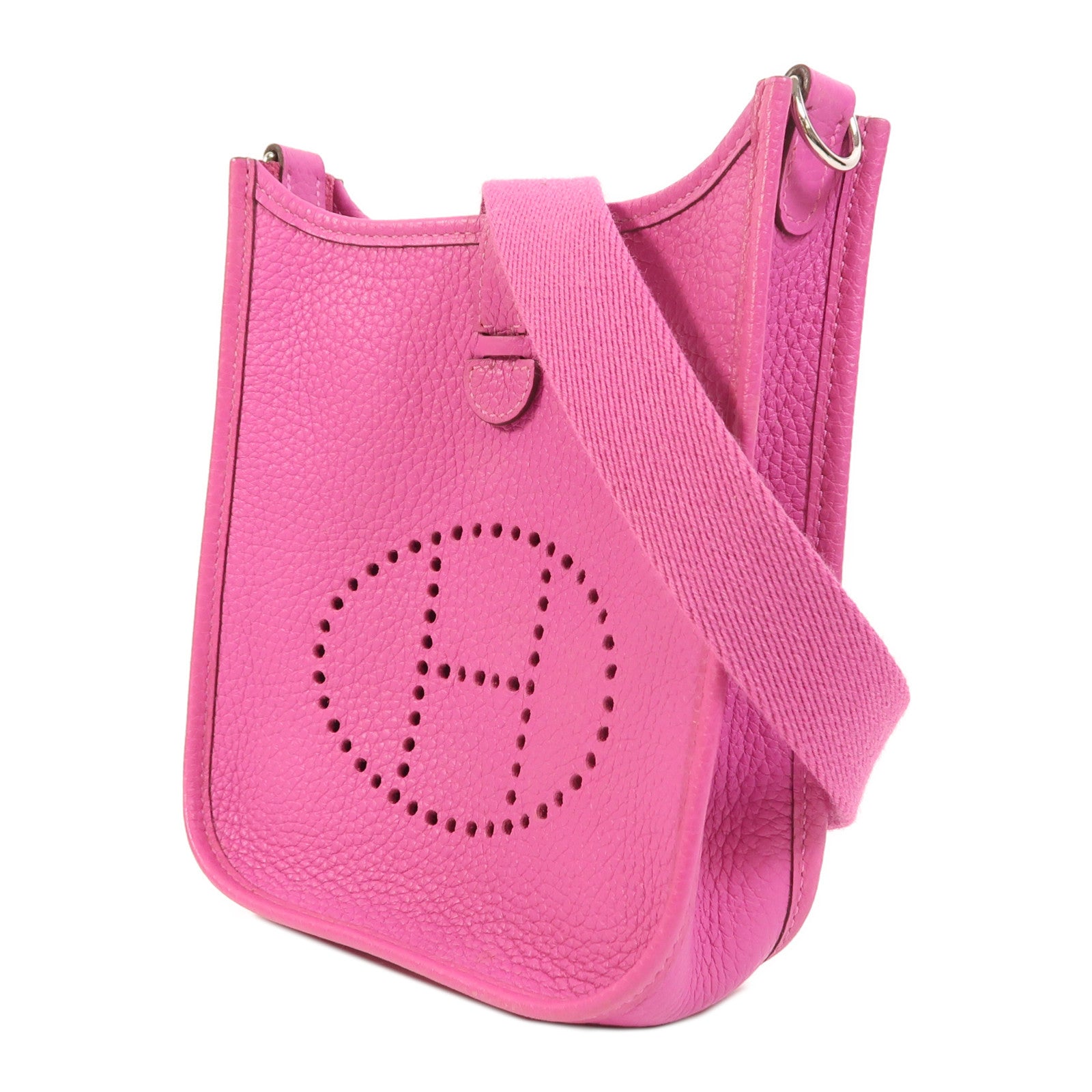 HERMES Clemence皮革Evelyne TPM銀扣肩背袋Magnolia