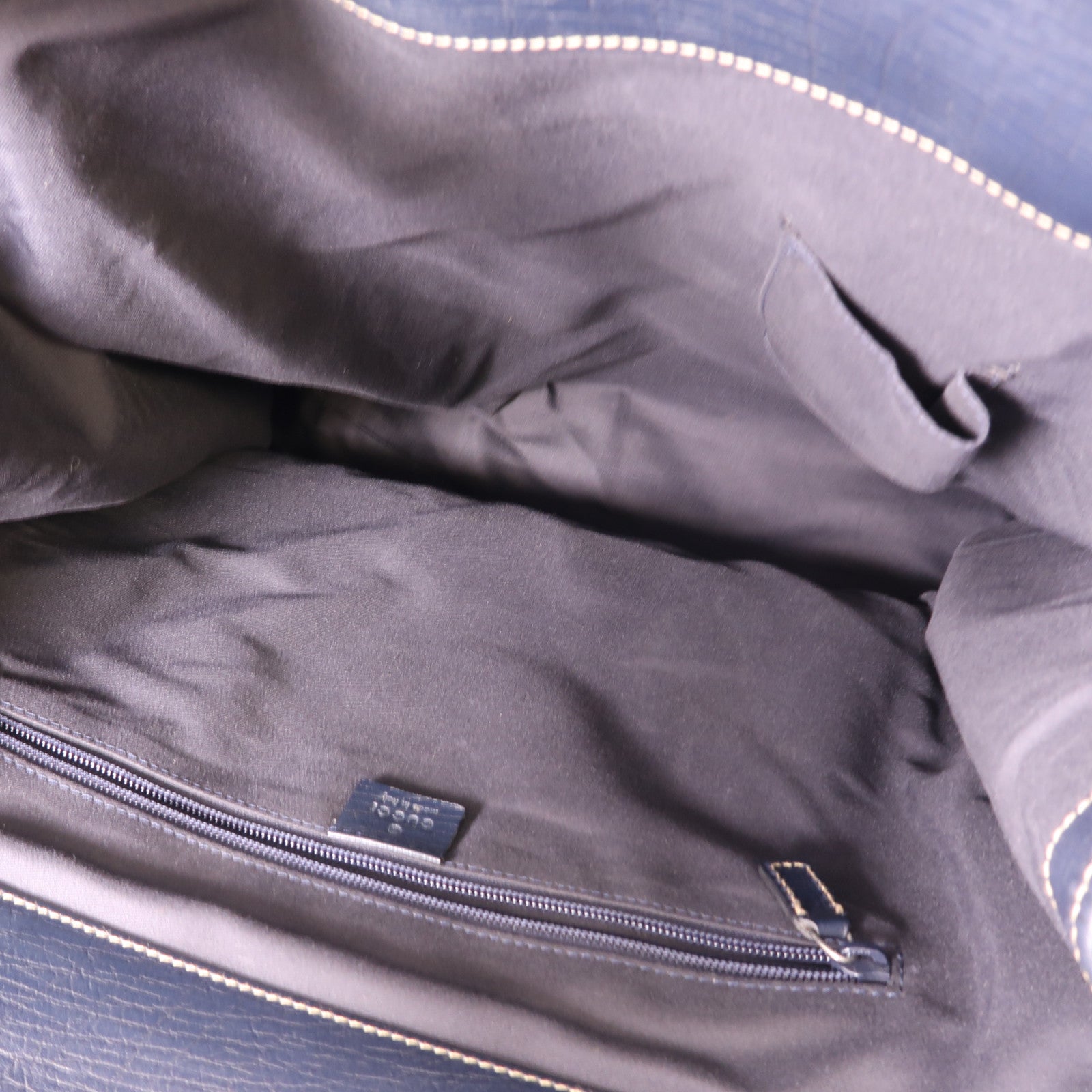 GUCCI GG SHW Tote Bag Handbag 145843 Coated Canvas Beige/Navy