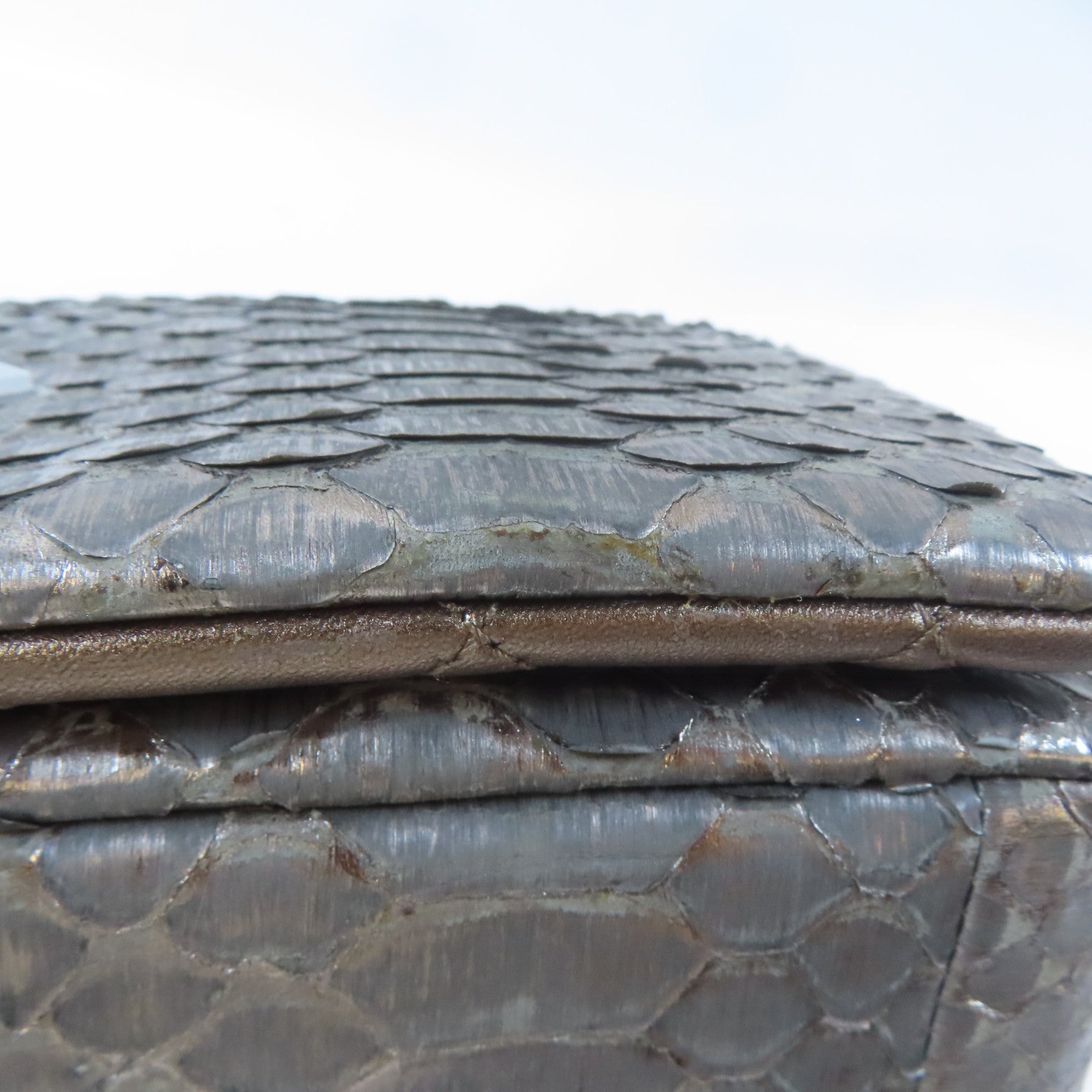 CHANEL 蛇皮皮革Chain Shoulder Bag銀扣鏈帶肩背袋銀色