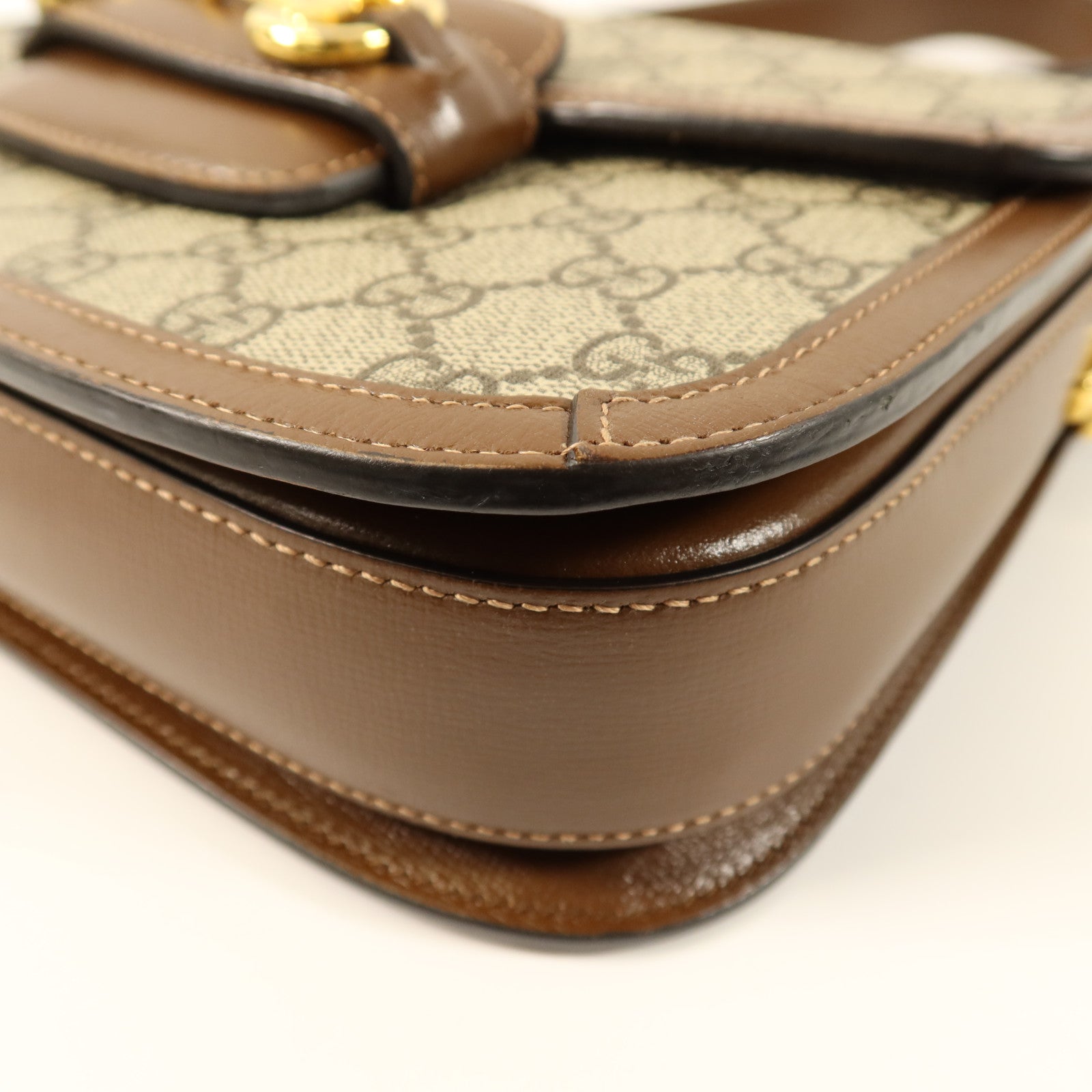 GUCCI 塗層帆布Horsebit 1955 Medium金扣肩背袋