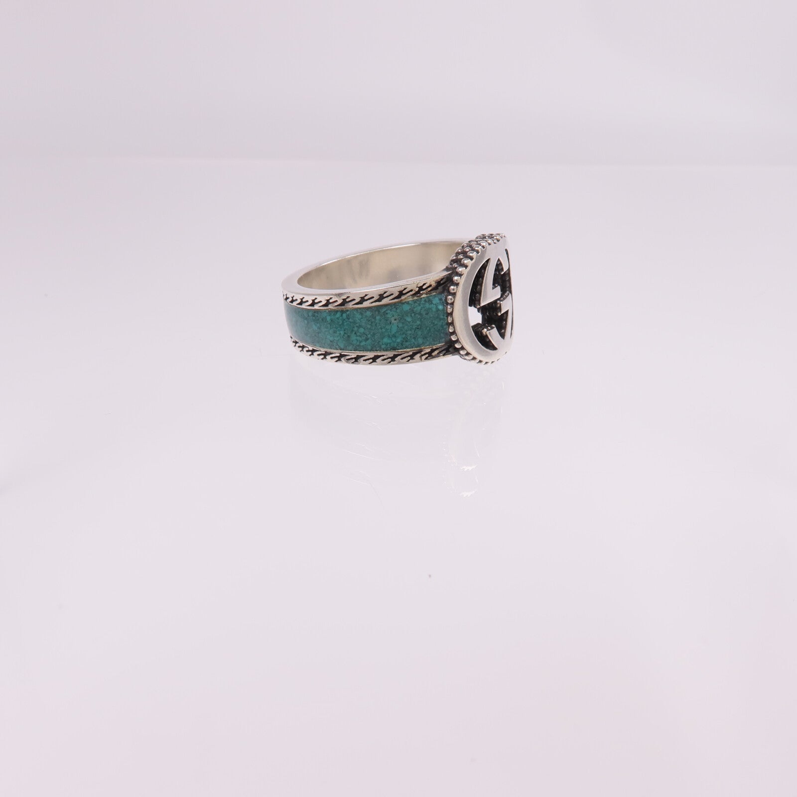 GUCCI 925純銀/琺瑯Interlocking G Ring戒指Gucci#22/US#9.75