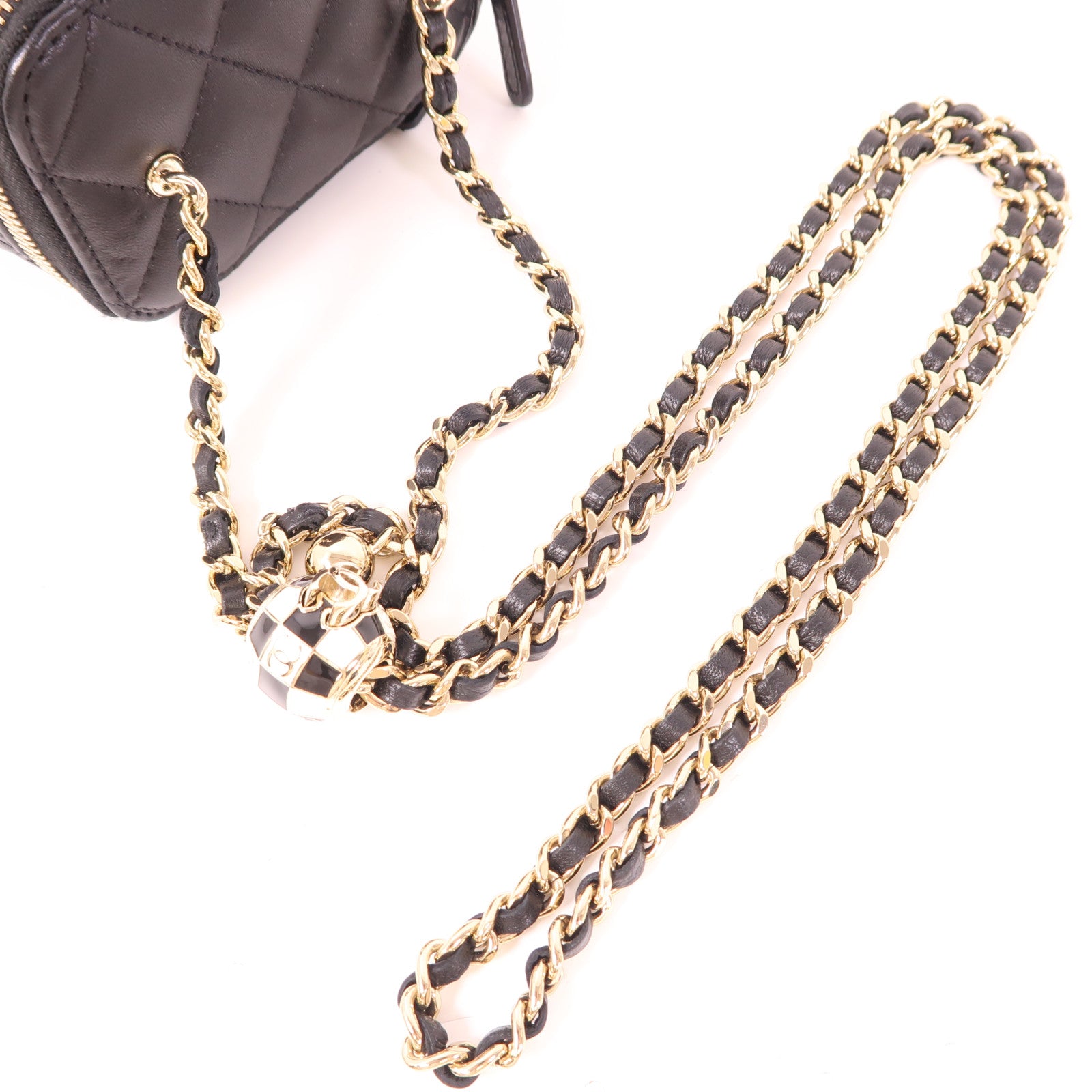 CHANEL 【激減優惠】羊皮皮革Mini Vanity Case金扣鏈帶肩背袋