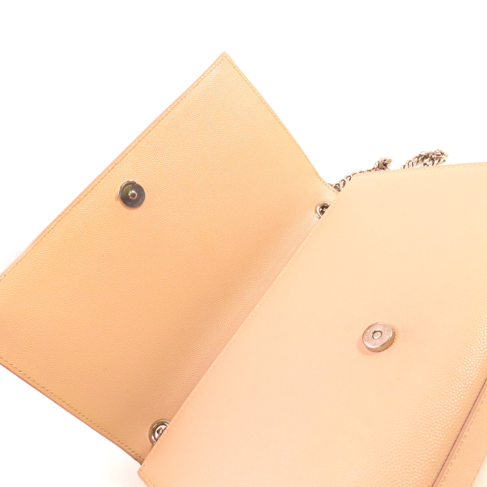 YVES SAINT LAURENT 牛皮皮革Kate Small Shoulder Bag銀扣鏈帶肩背袋杏色
