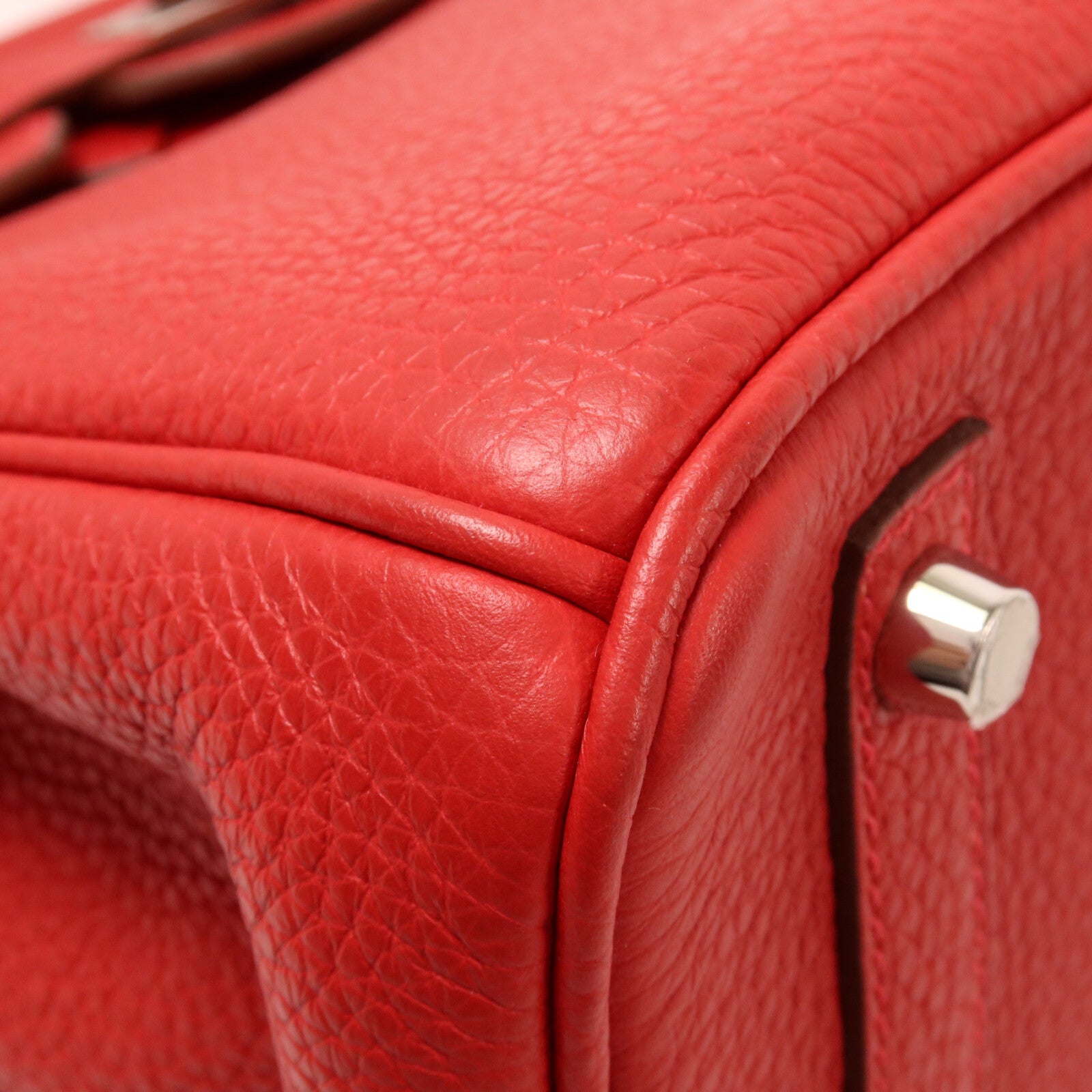HERMES Clemence皮革Birkin 30手挽袋Rouge Casaque