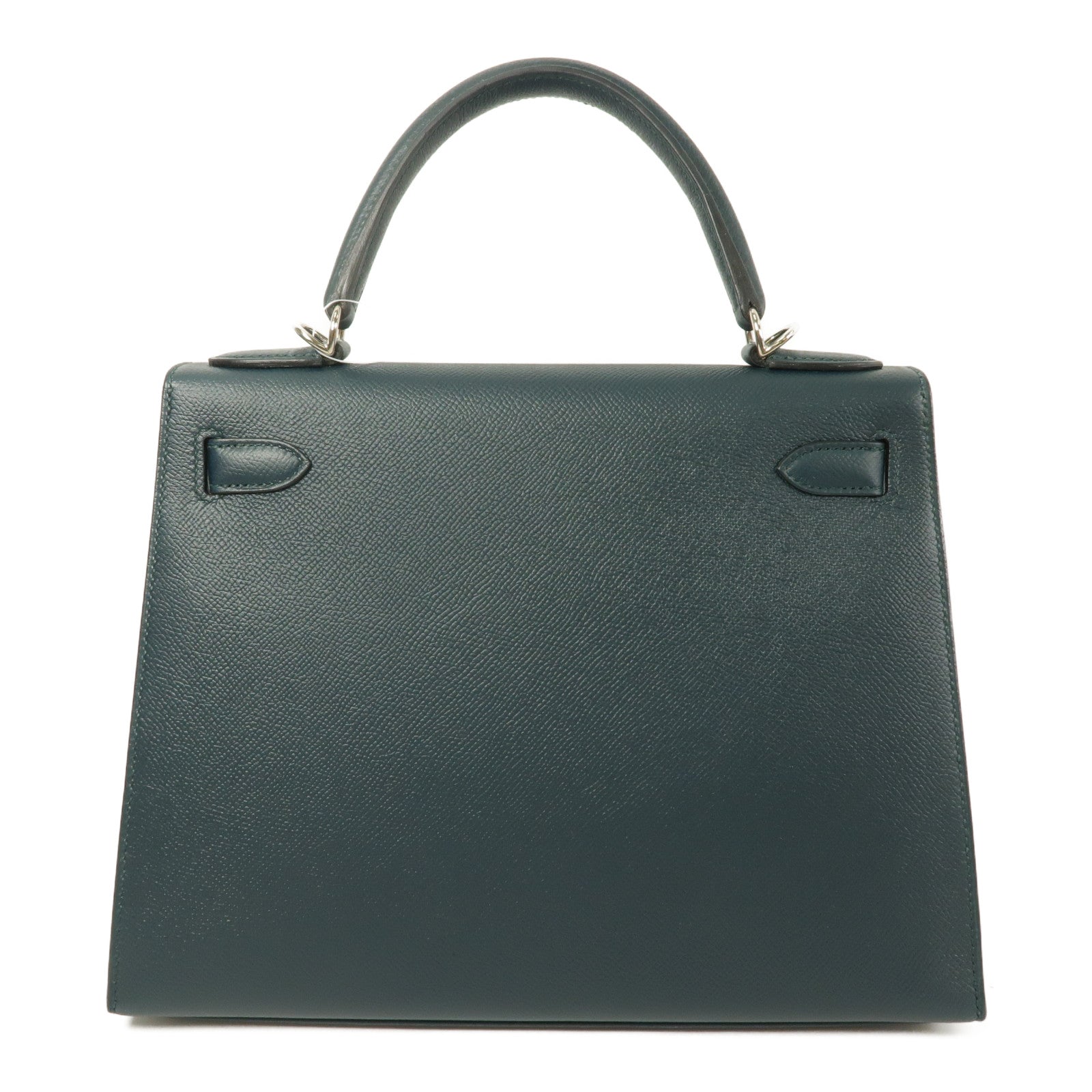 HERMES Epsom皮革/Clemence皮革Kelly 28手挽肩背兩用袋Vert Cypres/Bleu Obscur/Malachite