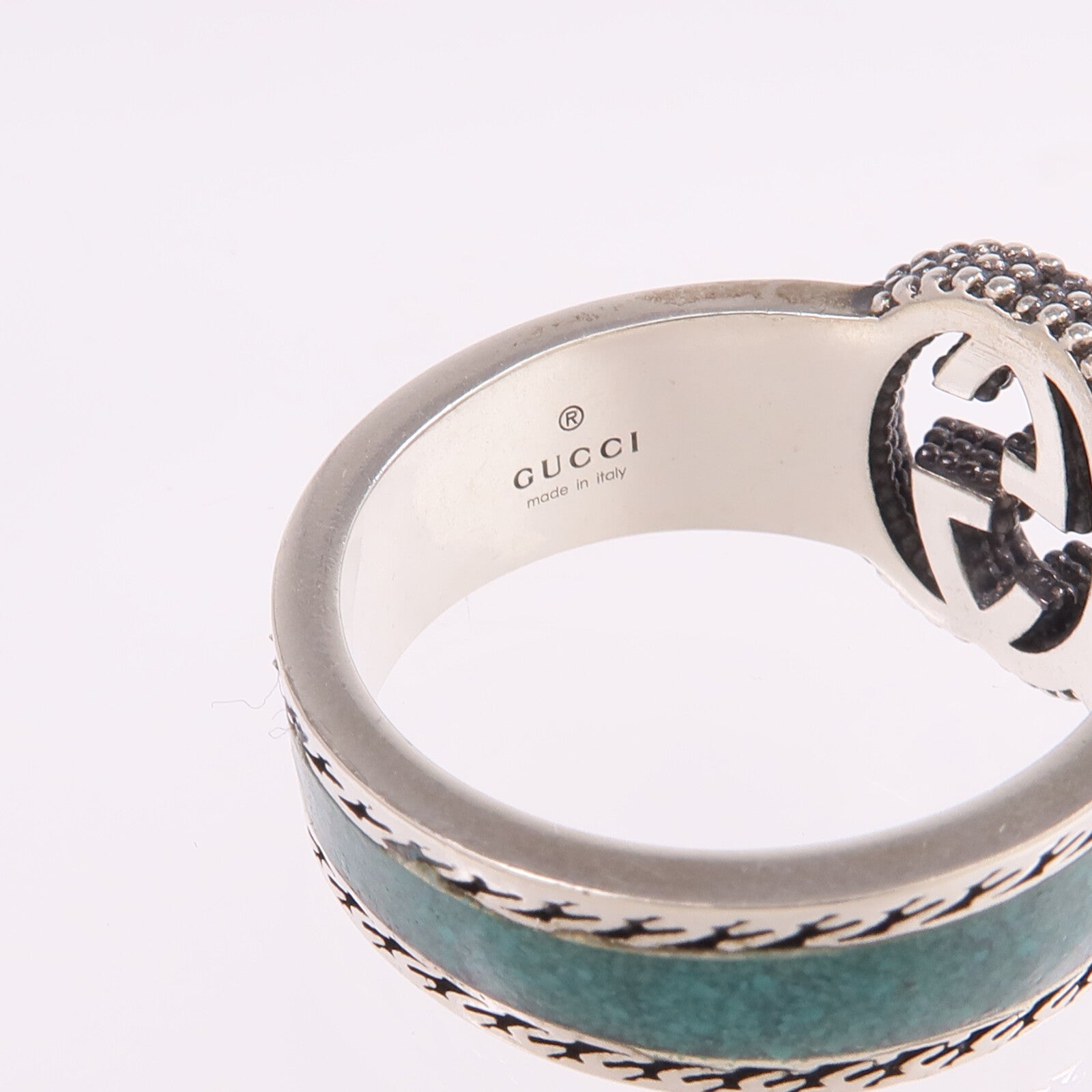 GUCCI 925純銀/琺瑯Interlocking G Ring戒指Gucci#22/US#9.75