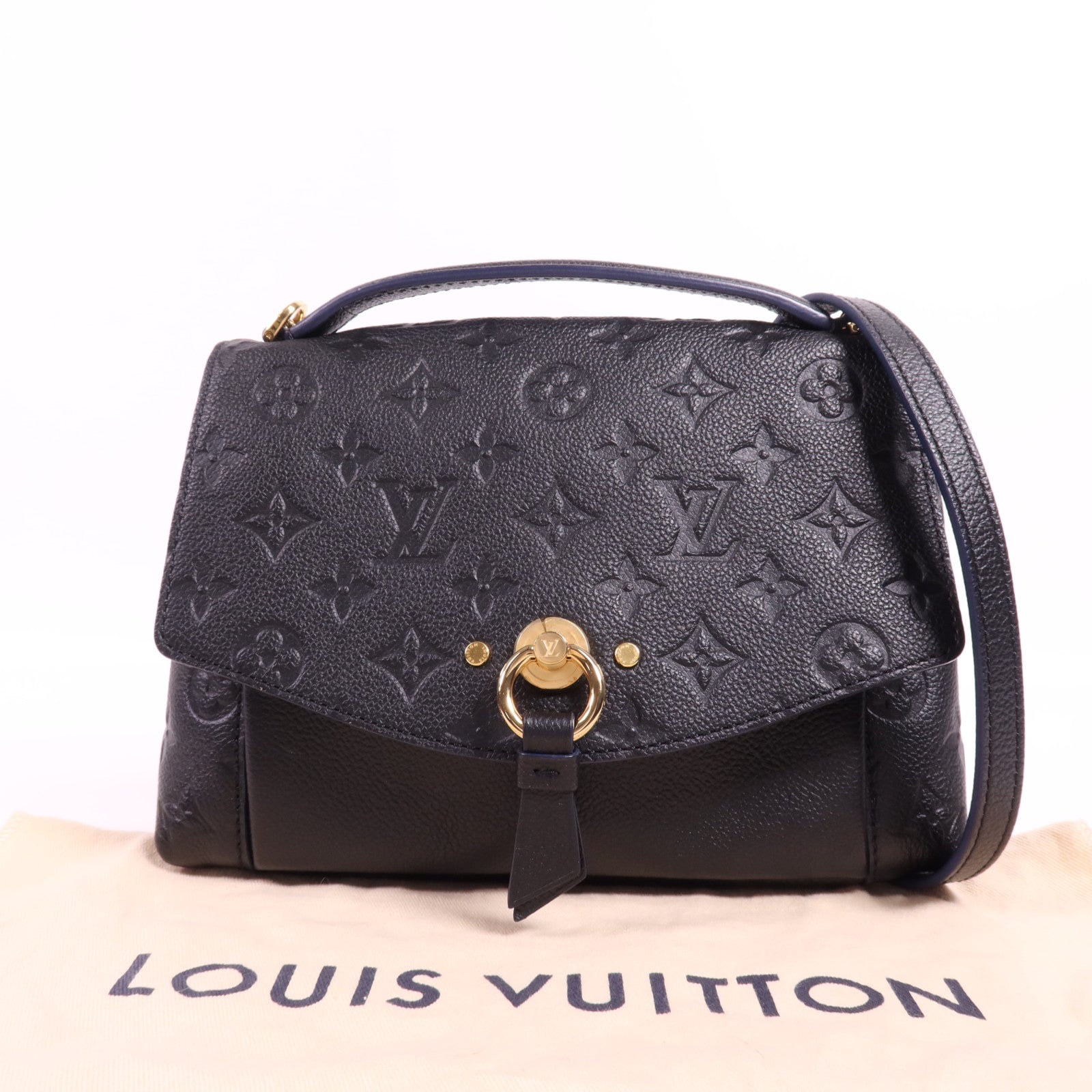 LOUIS VUITTON Monogram Empreinte Blanche BB金扣手挽肩背兩用袋