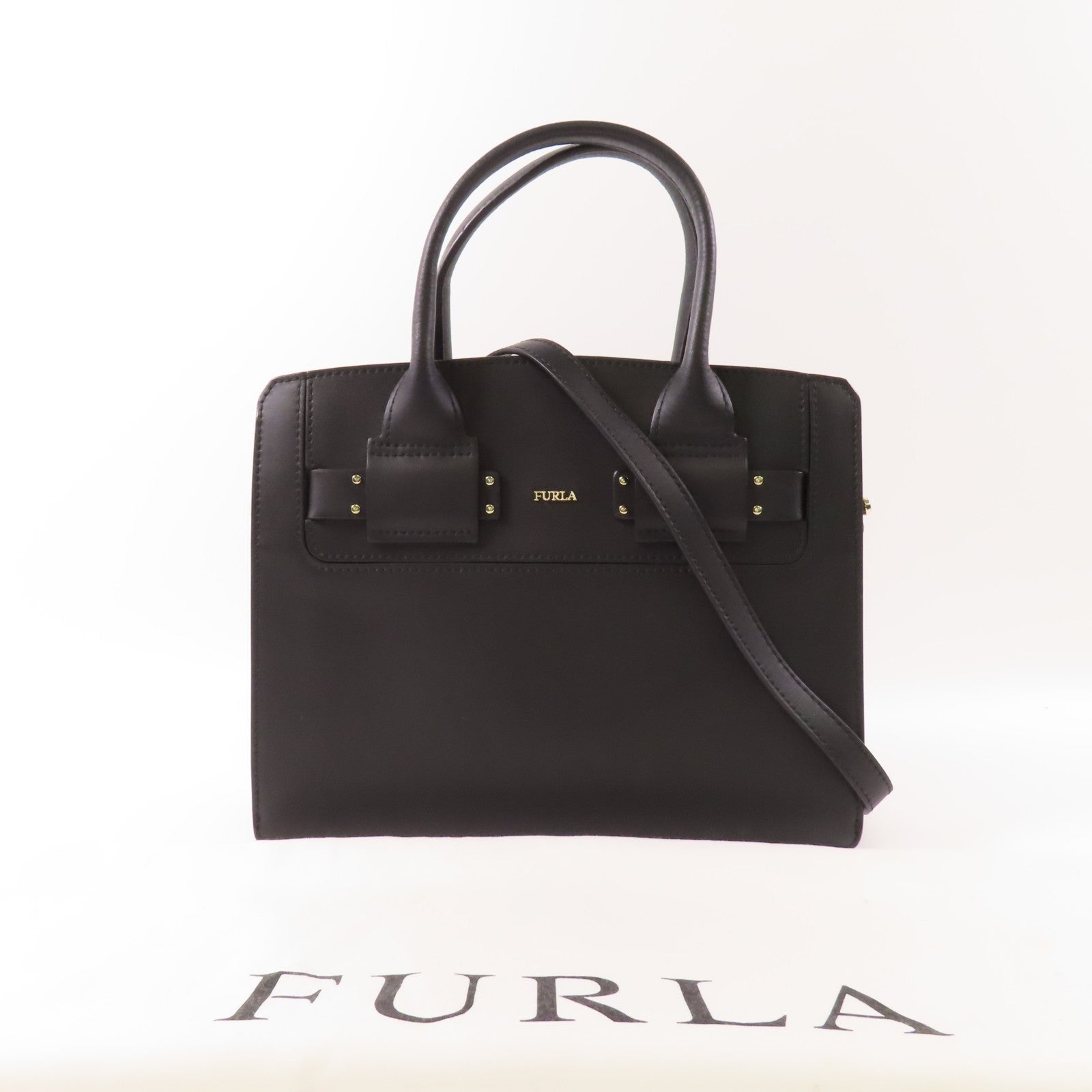 Furla 【激減優惠】牛皮皮革2 Way Bag金扣手挽肩背兩用袋