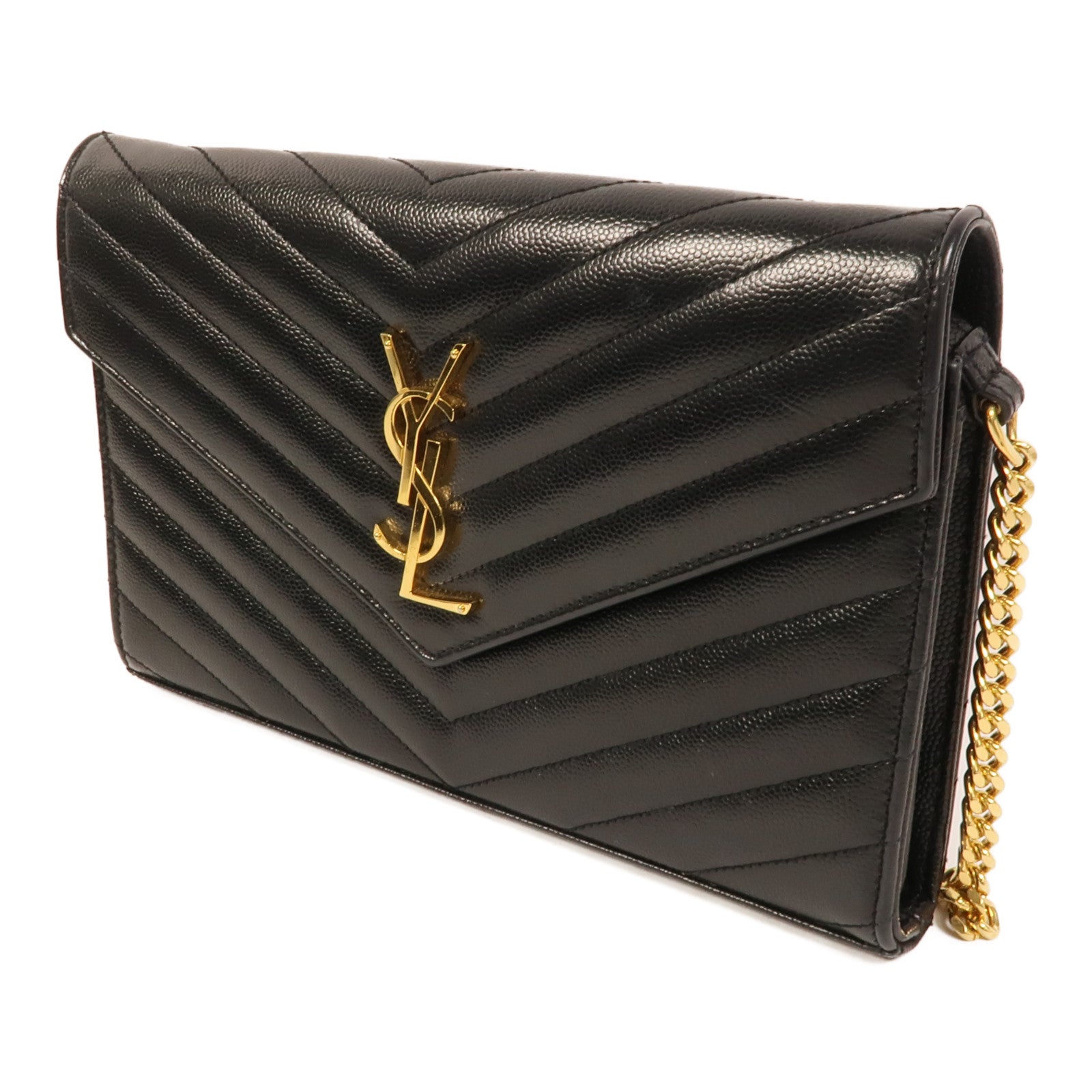 SAINT LAURENT 牛皮皮革Cassandre Envelope鏈帶肩背袋