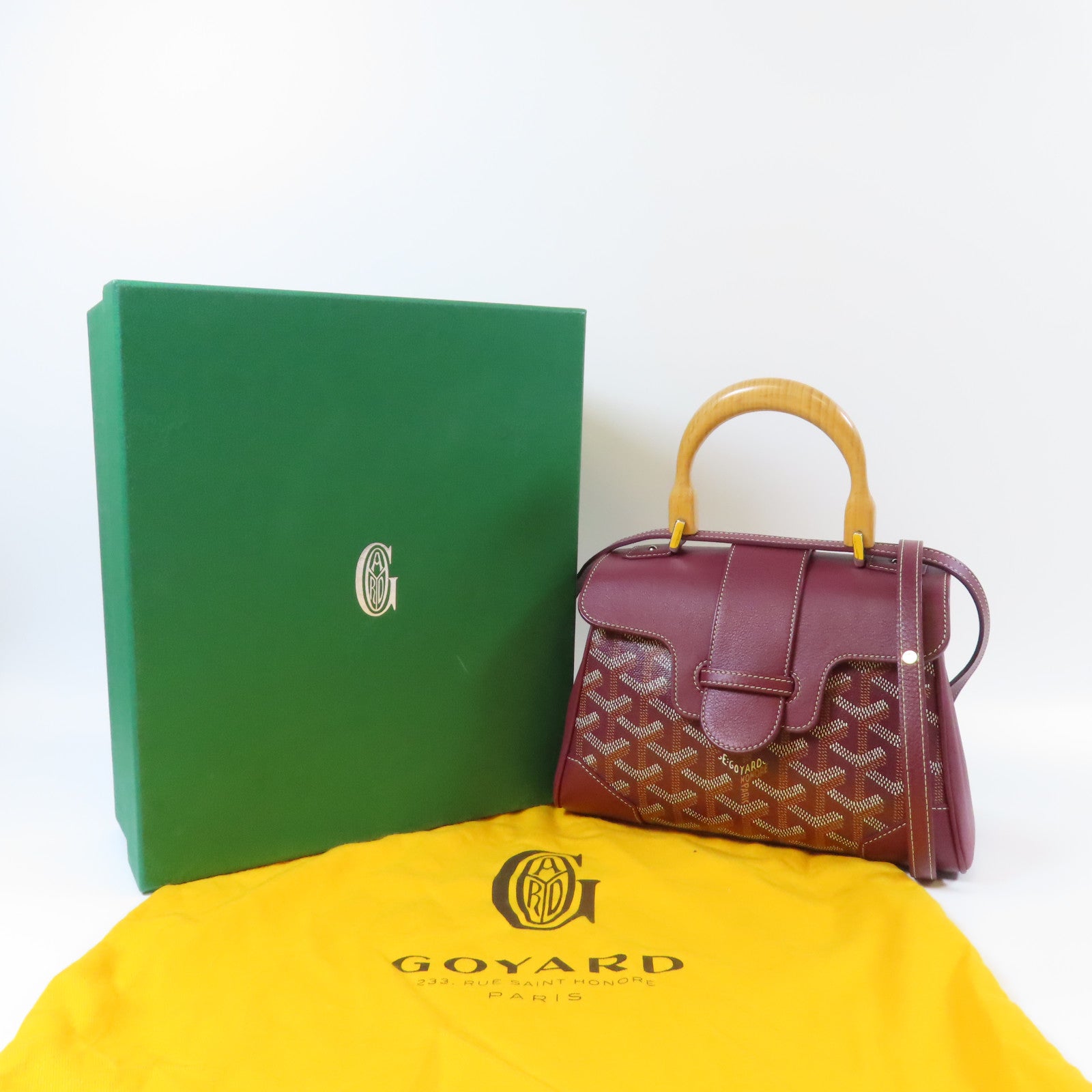 GOYARD 塗層帆布/牛皮皮革Saigon銀扣手挽肩背兩用袋紫紅色