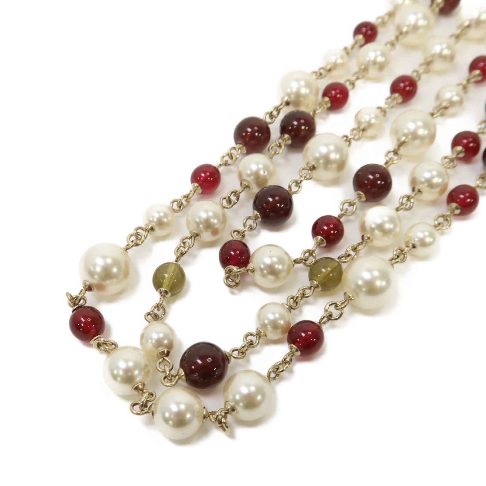 CHANEL PVC/金屬Necklace項鍊白色/紅色/金色