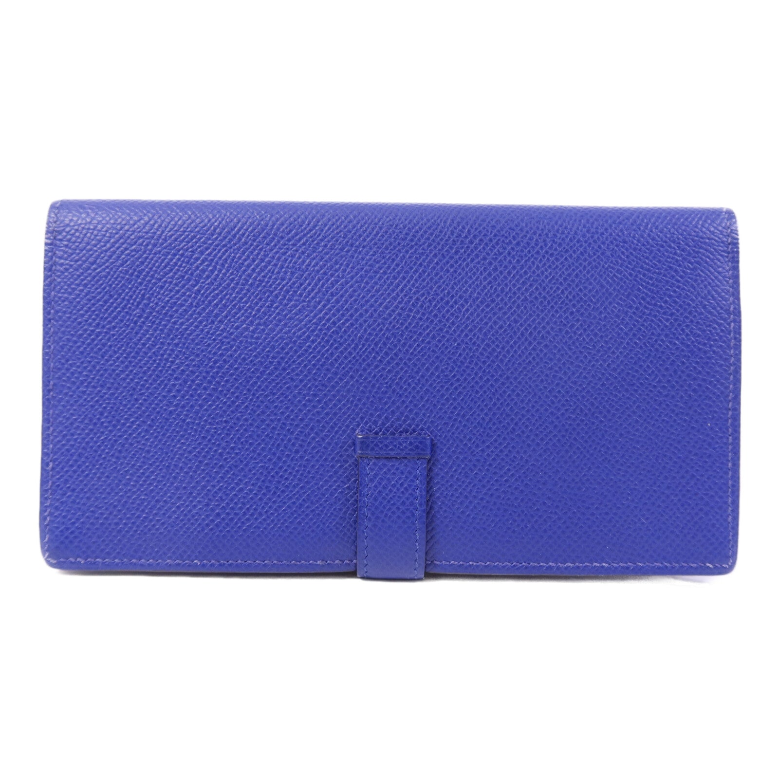 HERMES Epsom皮革Bearn Long Wallet銀扣錢包Bleu Electrique