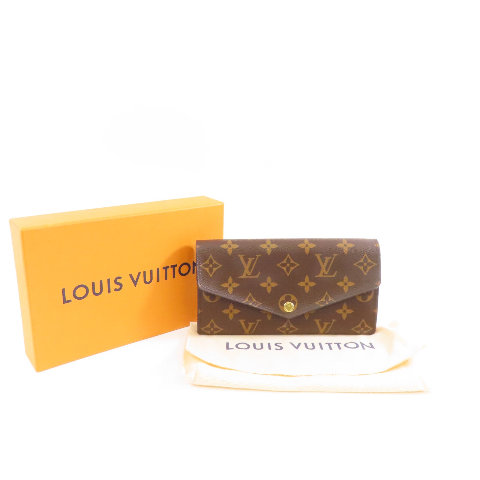 LOUIS VUITTON Monogram Sarah金扣長錢包棕色