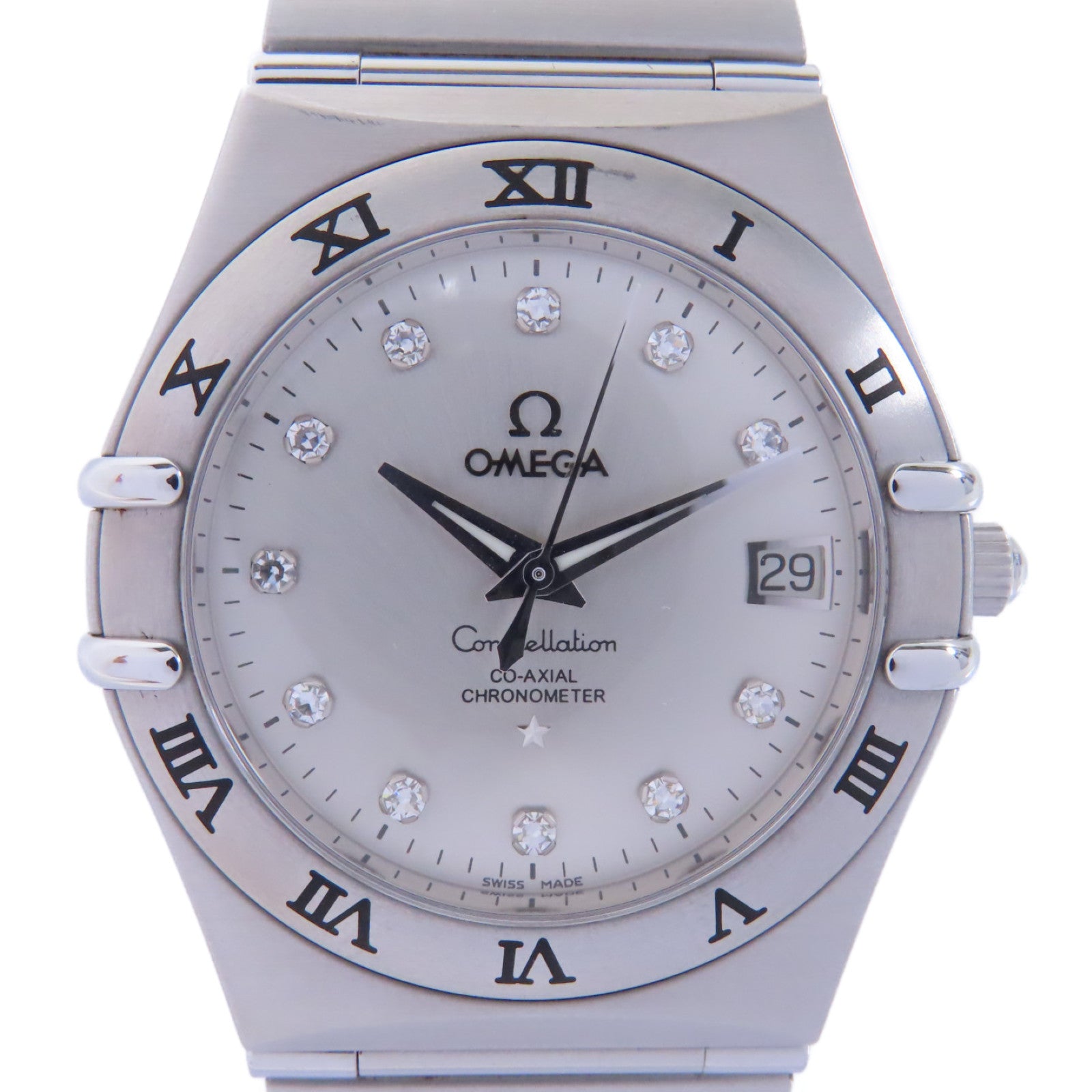 OMEGA Constellation不鏽鋼鑽石手錶自動機芯銀色