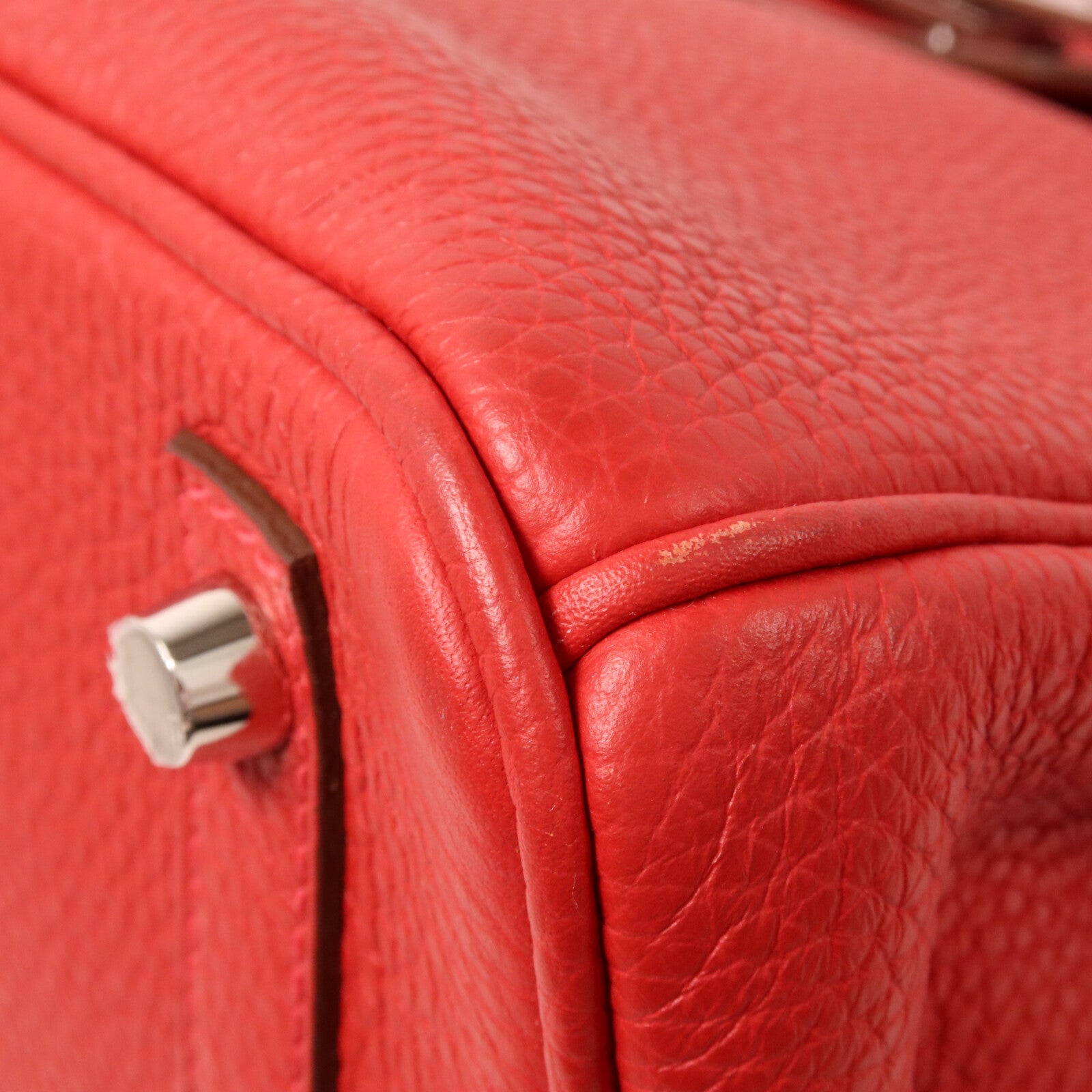 HERMES Clemence皮革Birkin 30手挽袋Rouge Casaque