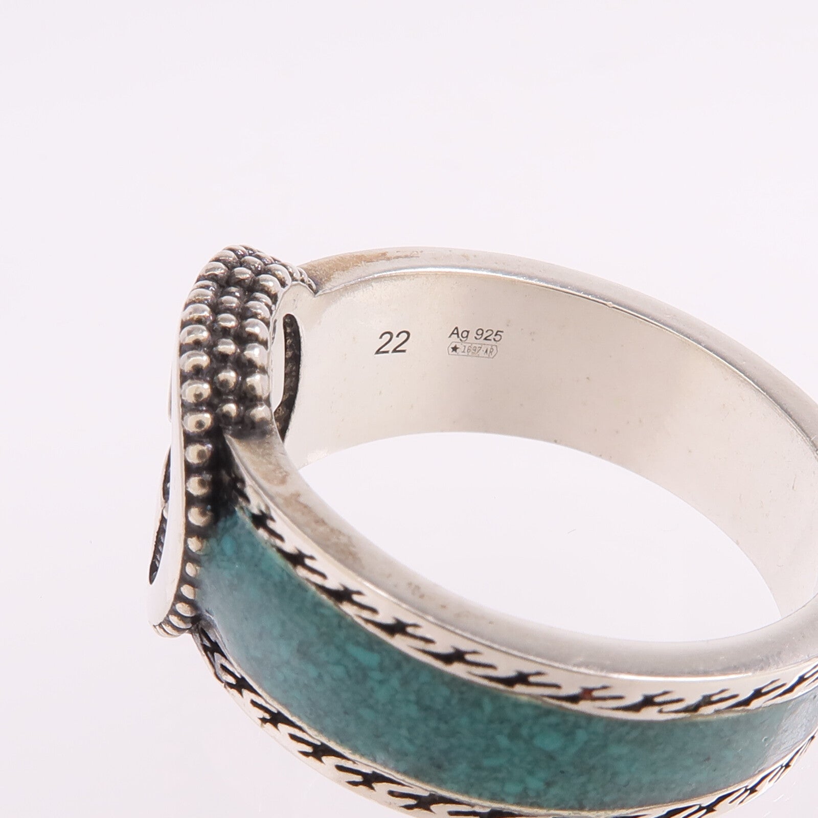 GUCCI 925純銀/琺瑯Interlocking G Ring戒指Gucci#22/US#9.75