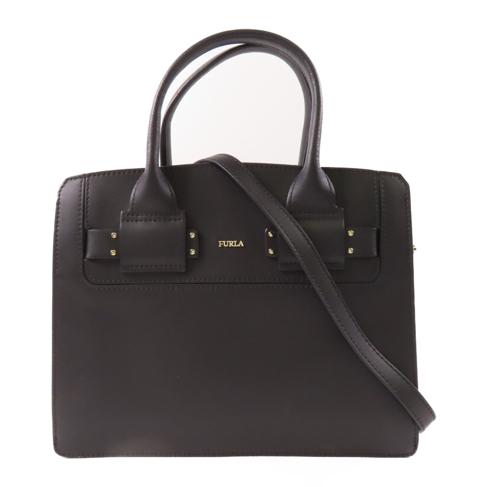 Furla 【激減優惠】牛皮皮革2 Way Bag金扣手挽肩背兩用袋