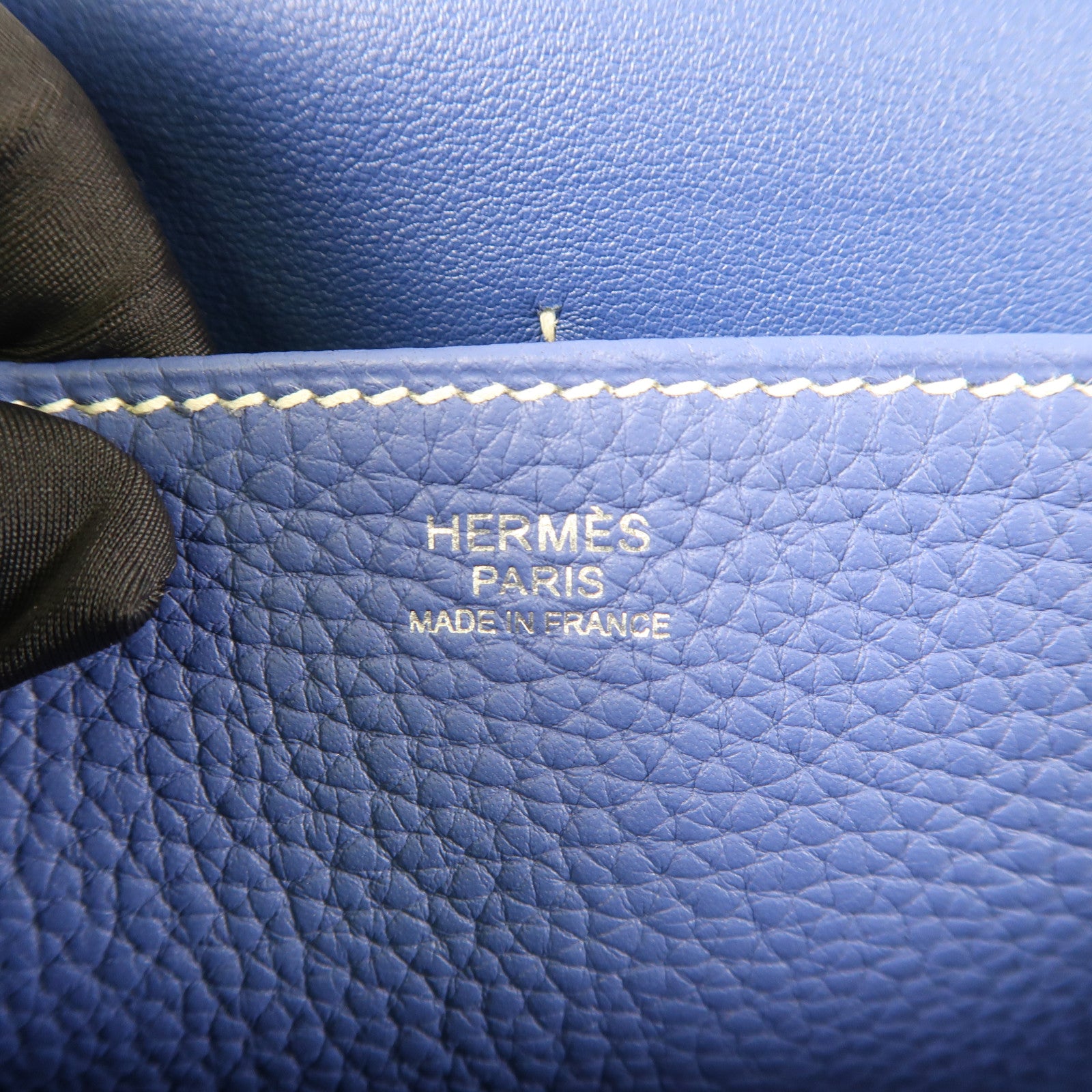 HERMES PHW Halzan 31 2 Way Shoulder Handbag Clemence Leather Bleu Brighton