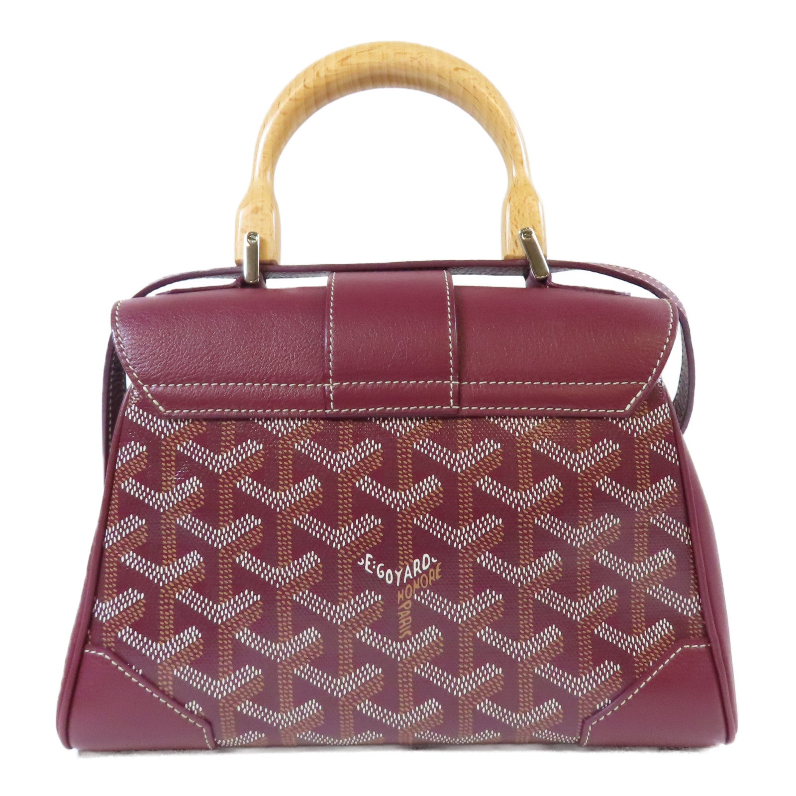 GOYARD 塗層帆布/牛皮皮革Saigon銀扣手挽肩背兩用袋紫紅色