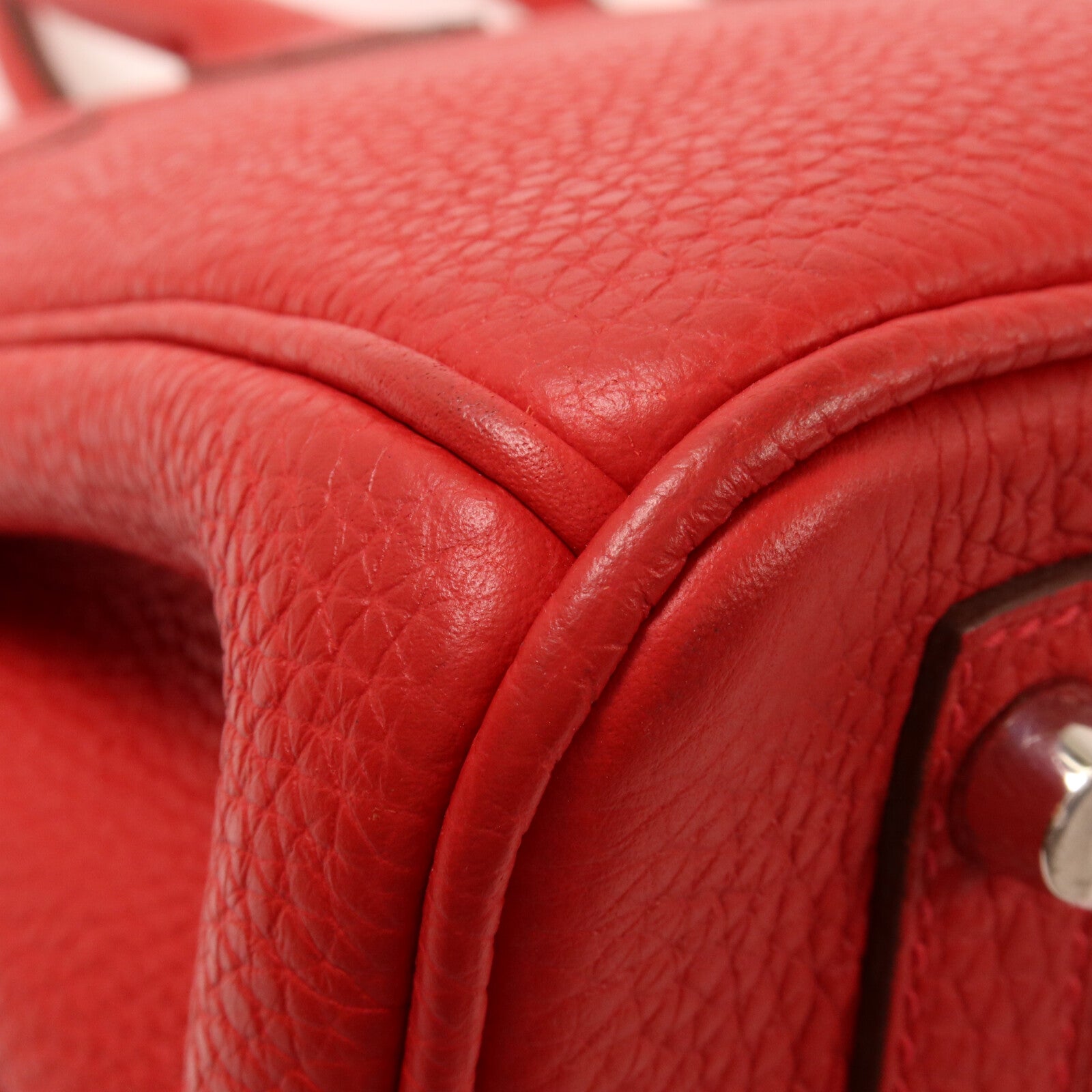HERMES Clemence皮革Birkin 30手挽袋Rouge Casaque