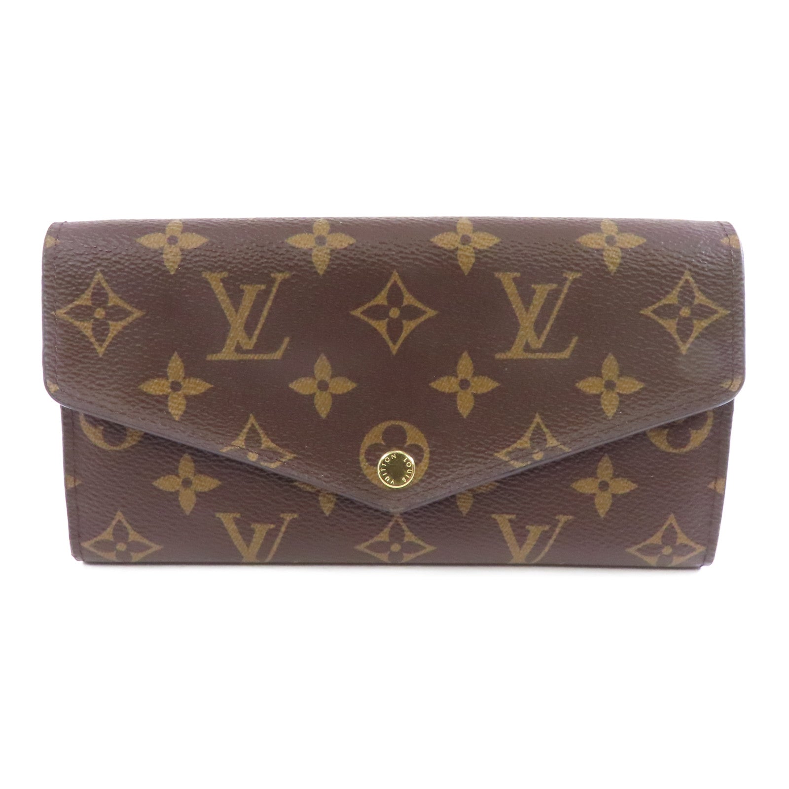 LOUIS VUITTON Monogram Sarah金扣長錢包棕色