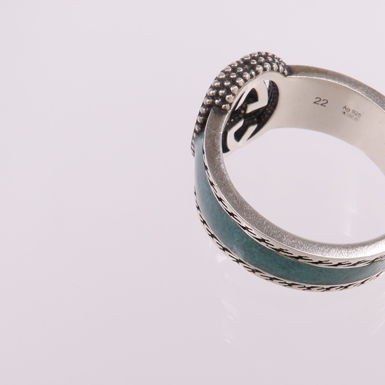 GUCCI 925純銀/琺瑯Interlocking G Ring戒指Gucci#22/US#9.75