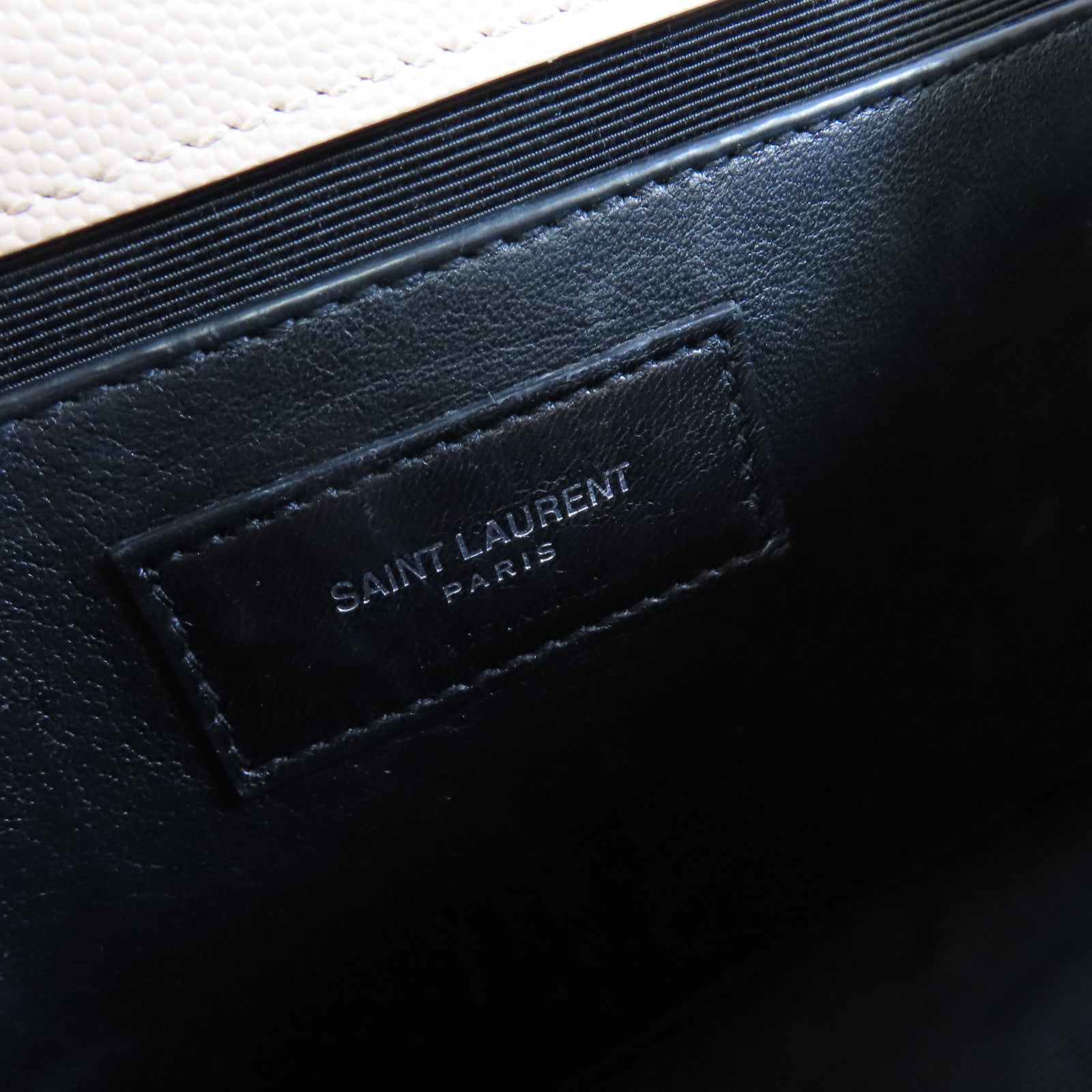 YVES SAINT LAURENT 牛皮皮革Kate Small Shoulder Bag銀扣鏈帶肩背袋杏色