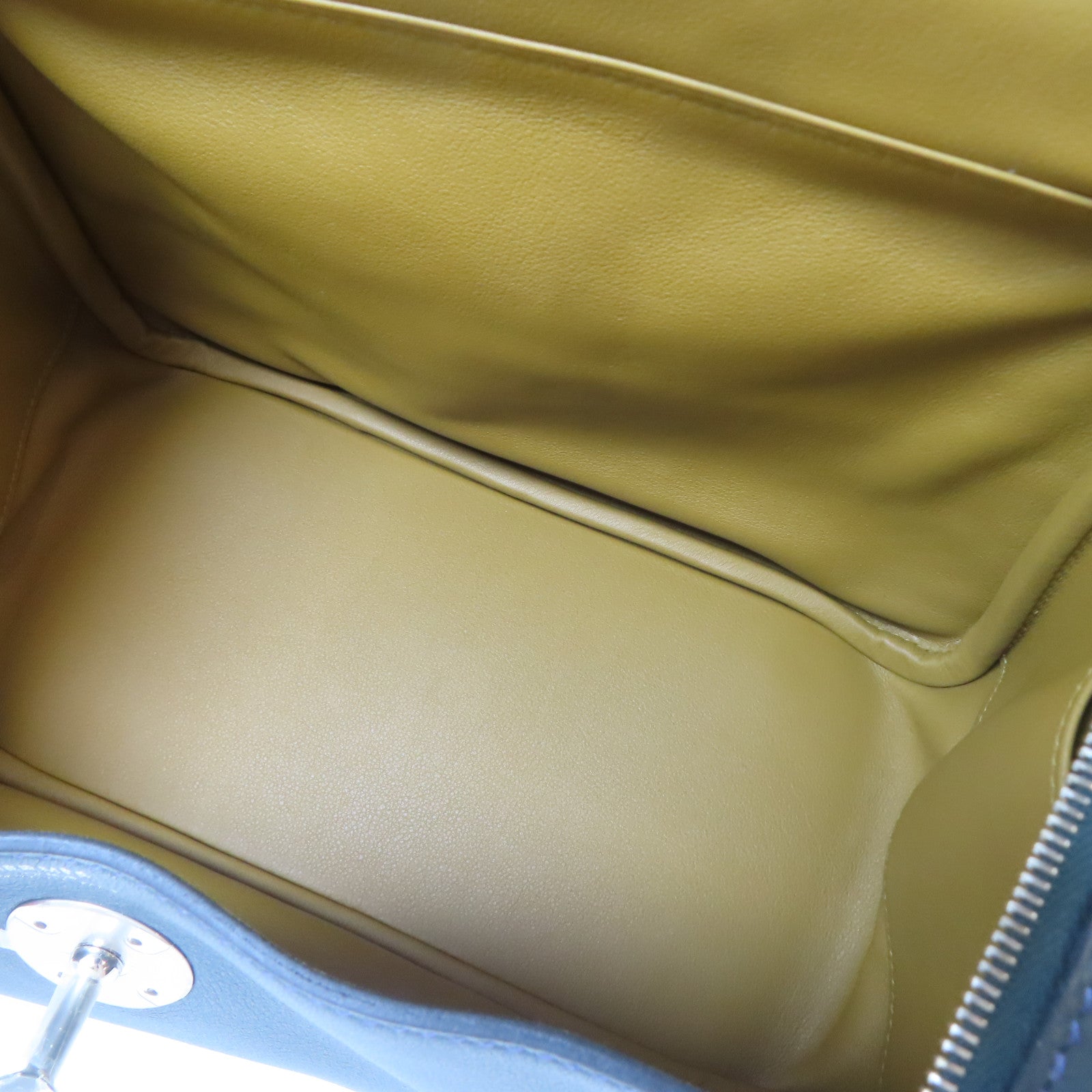 HERMES Swift皮革Lindy 26銀扣肩背袋Bleu Indigo/深綠色