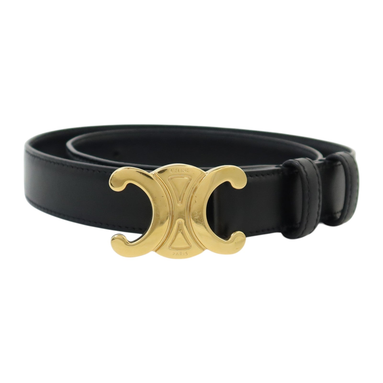 CELINE 牛皮皮革Triomphe Belt 75cm金扣皮帶