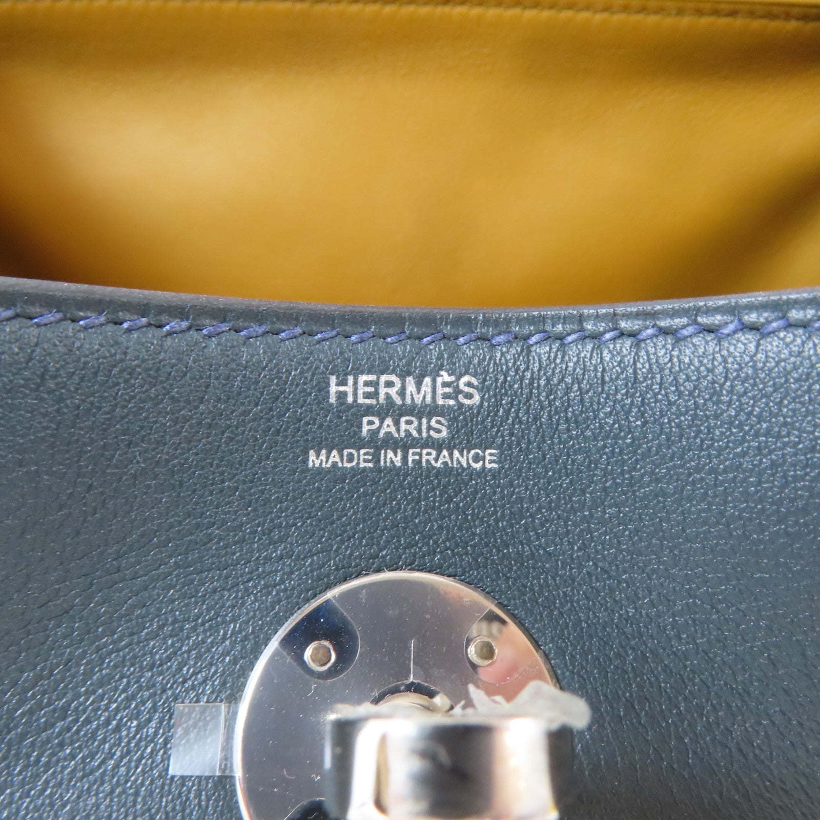 HERMES Swift皮革Lindy 26銀扣肩背袋Bleu Indigo/深綠色