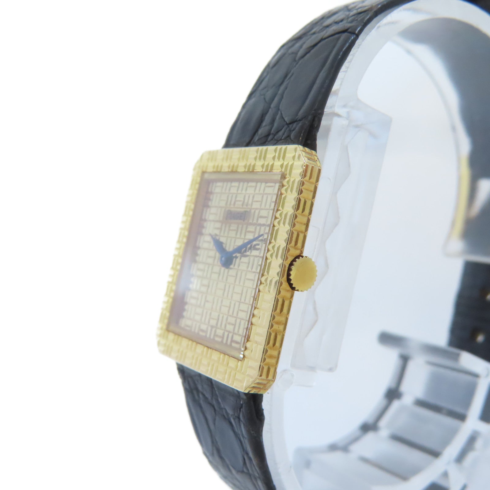 PIAGET Chequered 18K黃金/皮革帶手錶手動機芯金色