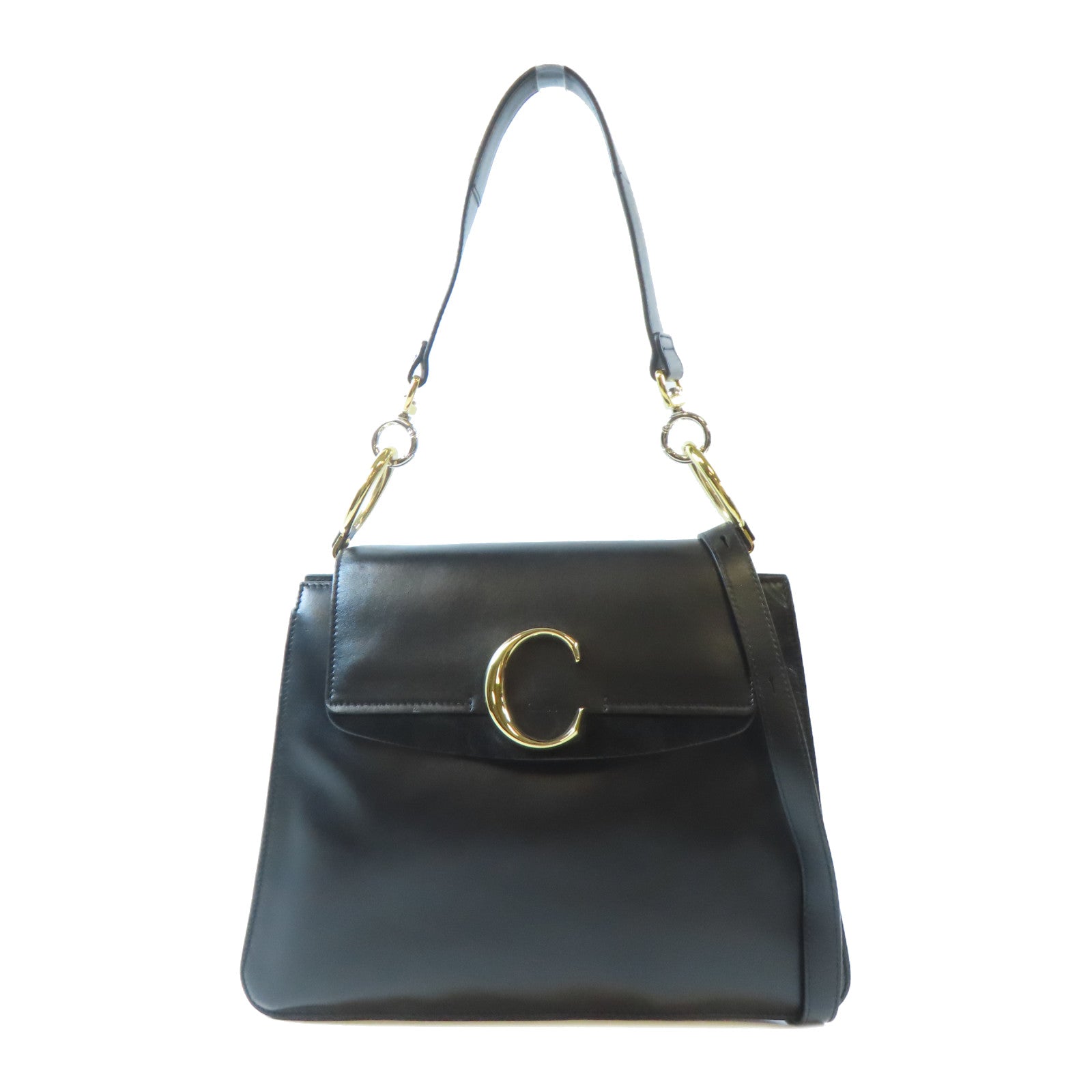 Chloe 【激減優惠】牛皮皮革2 Way Shoulder Bag金扣手挽肩背兩用袋黑色
