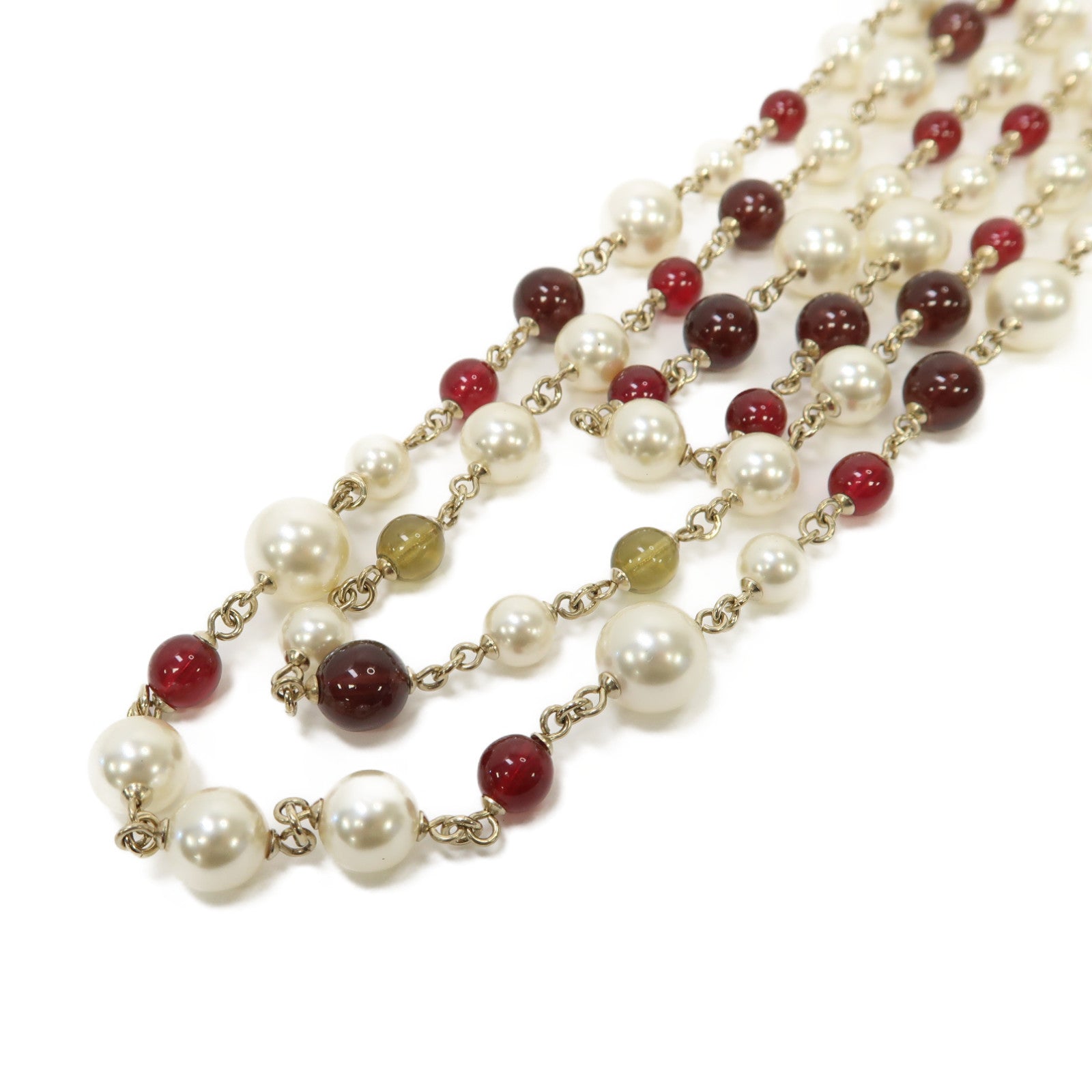 CHANEL PVC/金屬Necklace項鍊白色/紅色/金色
