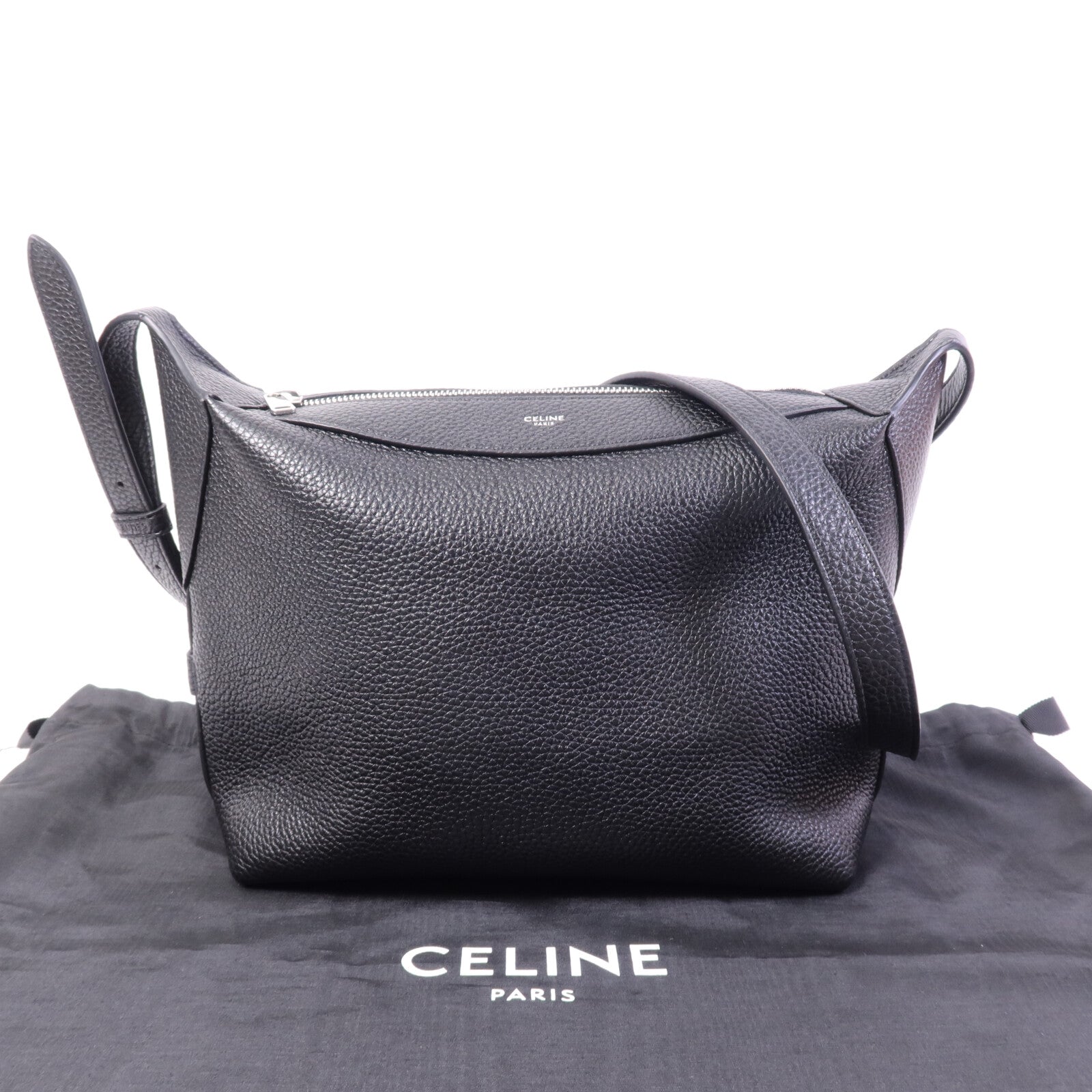 CELINE 牛皮皮革Harry銀扣肩背袋