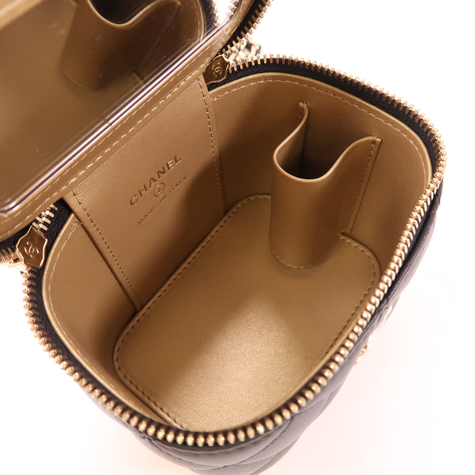 CHANEL 羊皮皮革Mini Vanity Case金扣鏈帶肩背袋