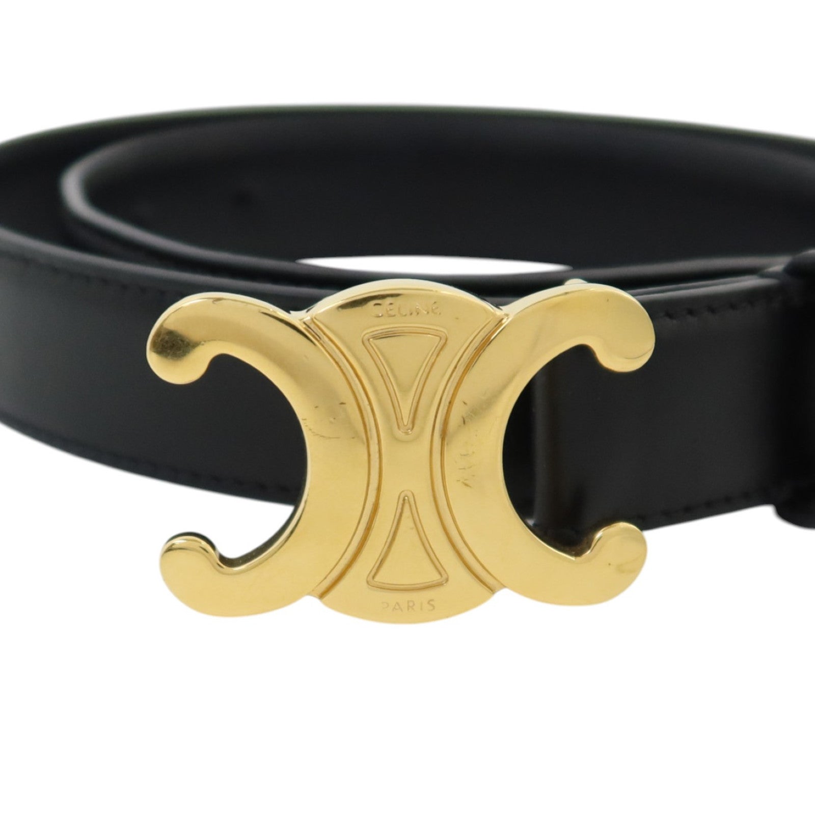 CELINE 牛皮皮革Triomphe Belt 75cm金扣皮帶